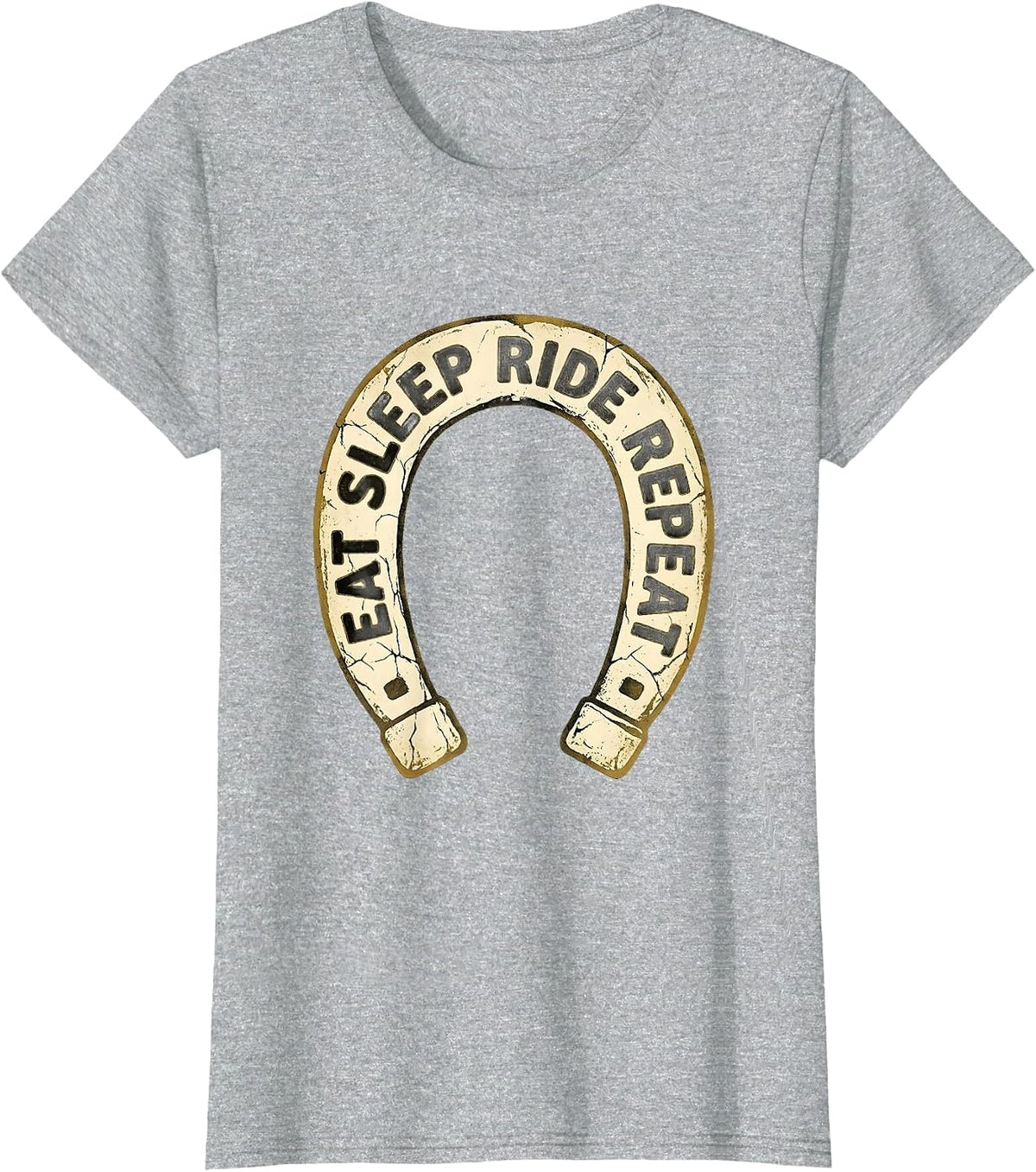 Eat Sleep Ride Repeat Equestrian Design T-Shirt - Heather Grey