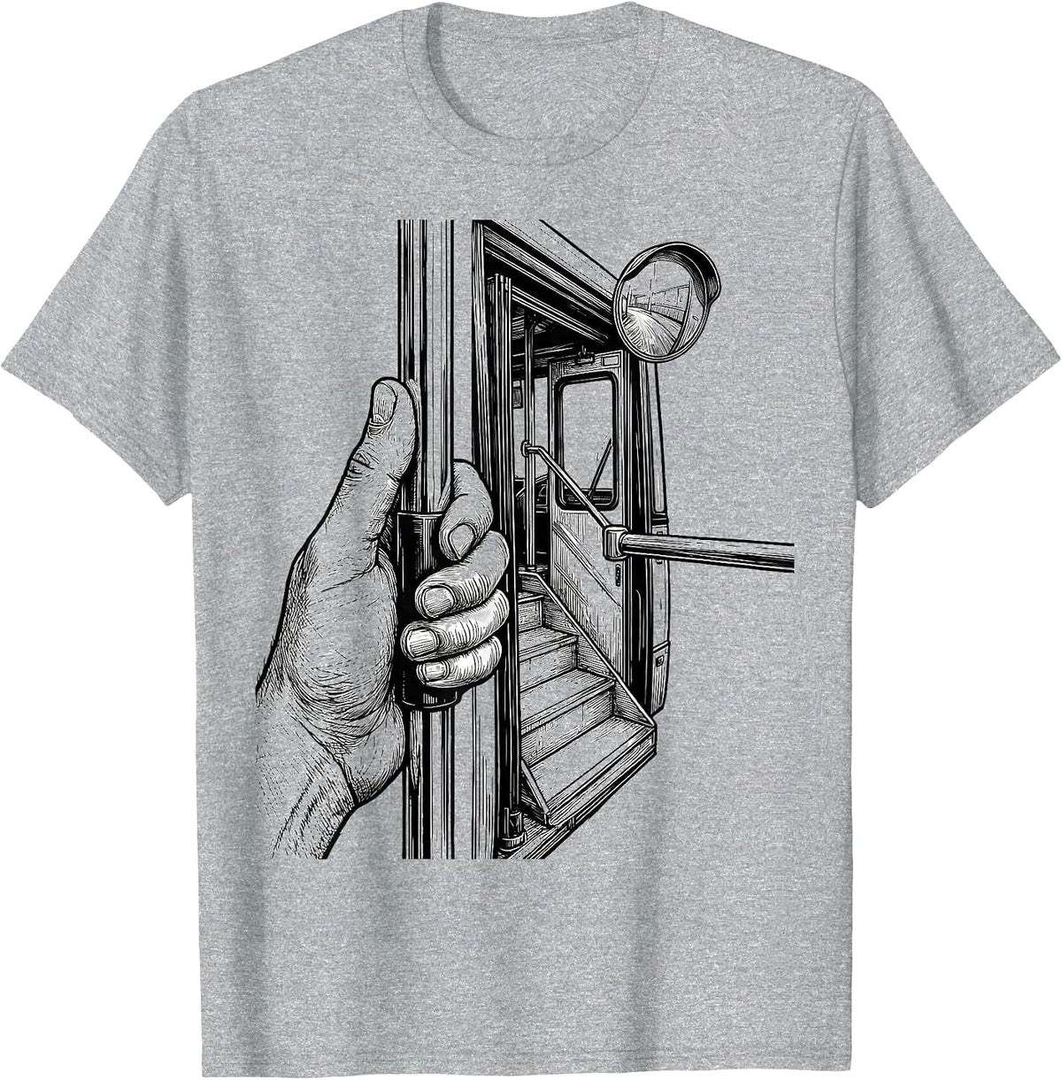 Men's School Bus Driver Line Art Funny Costume T-Shirt - Heather Grey