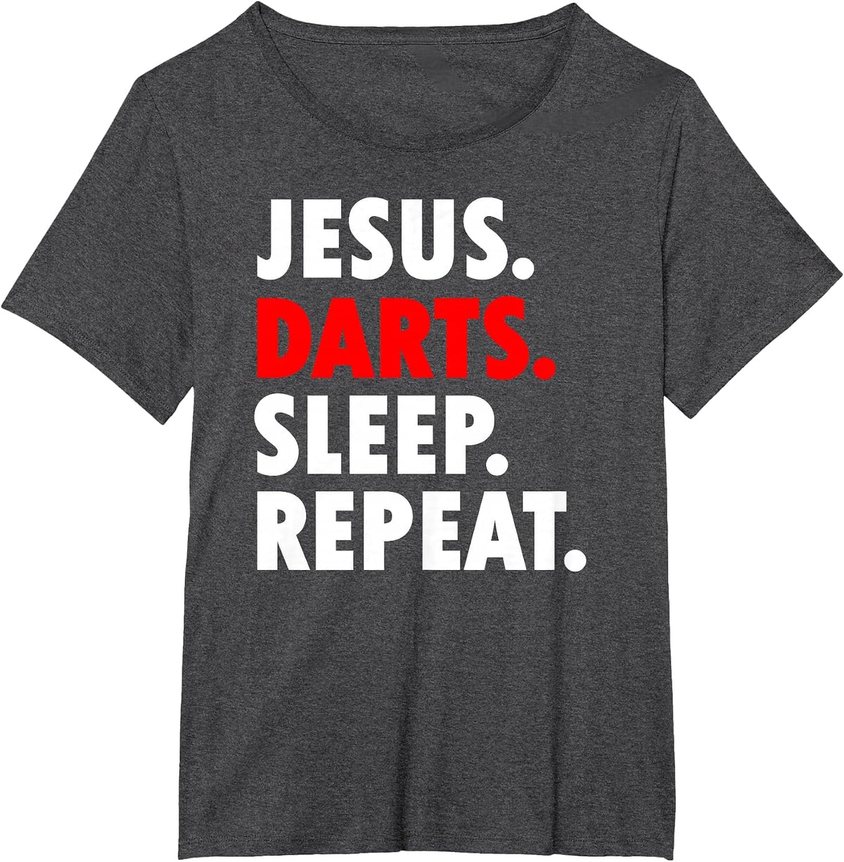 Jesus Darts Sleep Repeat - Novelty Hobby T-Shirt - Dark Heather Grey
