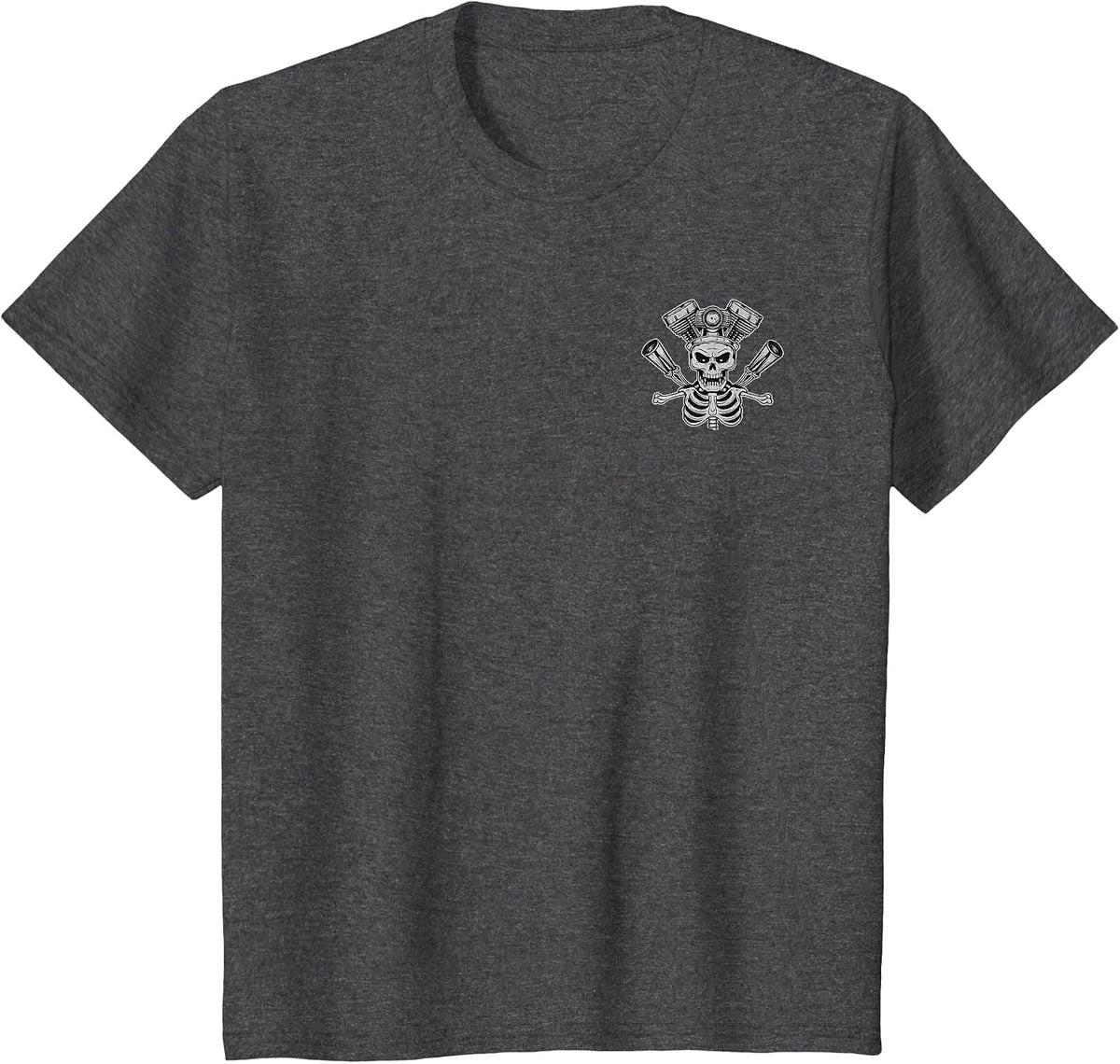 Skeleton Motor Head Speed Shop Hot Rod Mechanic Car Lover T-Shirt - Dark Heather Grey
