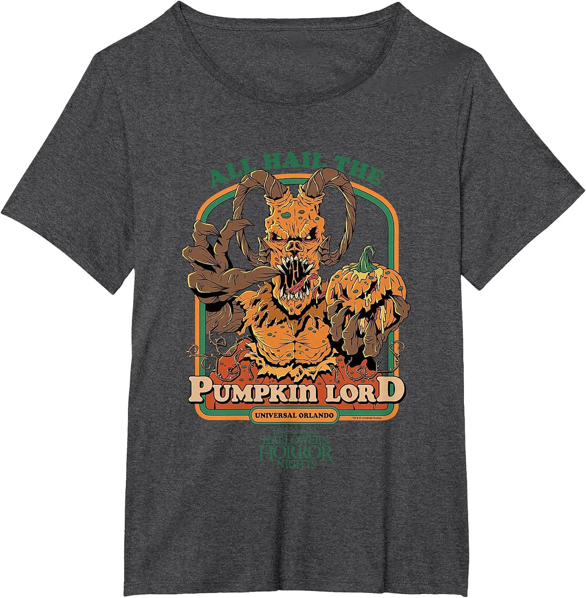 Halloween Horror Nights HHN Alles Heil dem Kürbislord T-Shirt - Dark Heather Grey