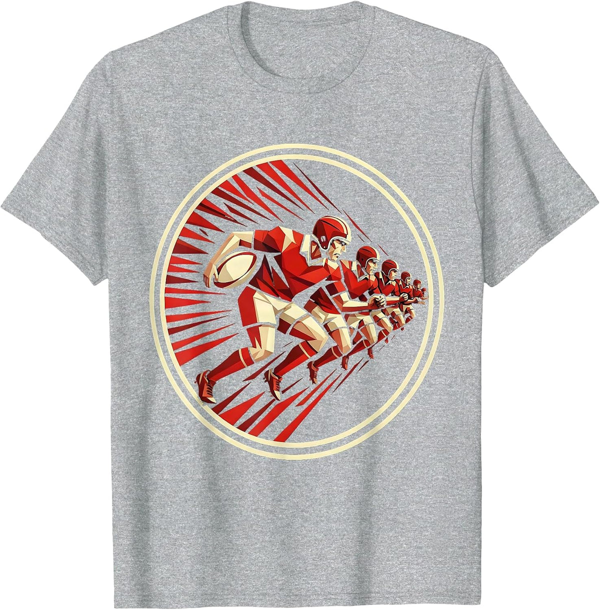 Men's Rugby Forwards Pack Charging Graphic Tee T-Shirt - Heather Grey