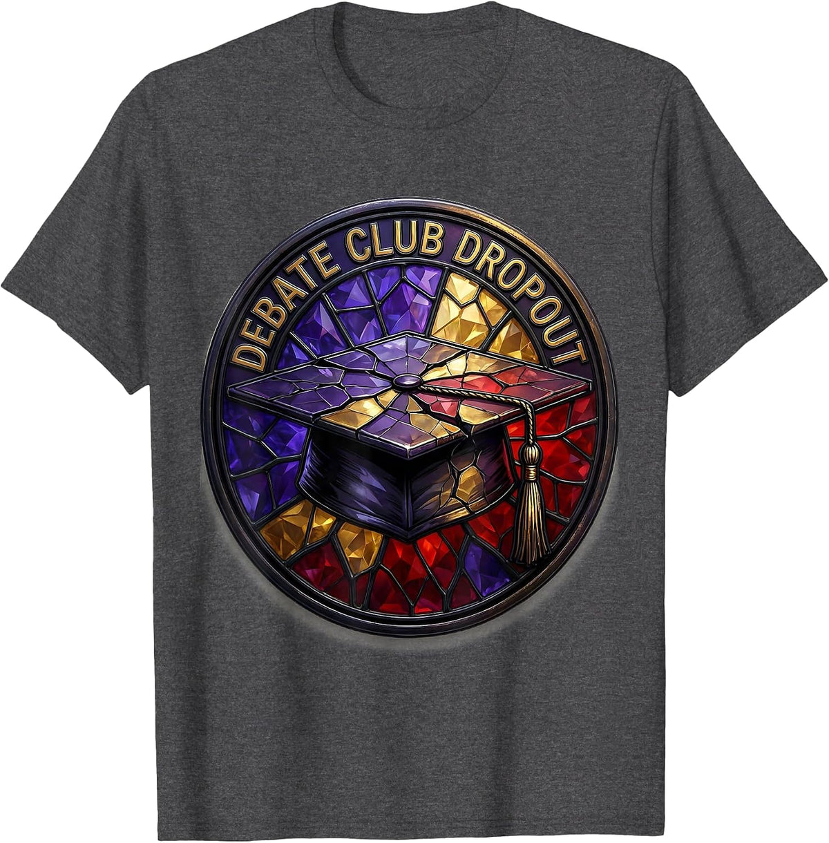 Men's Debate Club Dropout Funny Debater Design T-Shirt - Dark Heather Grey