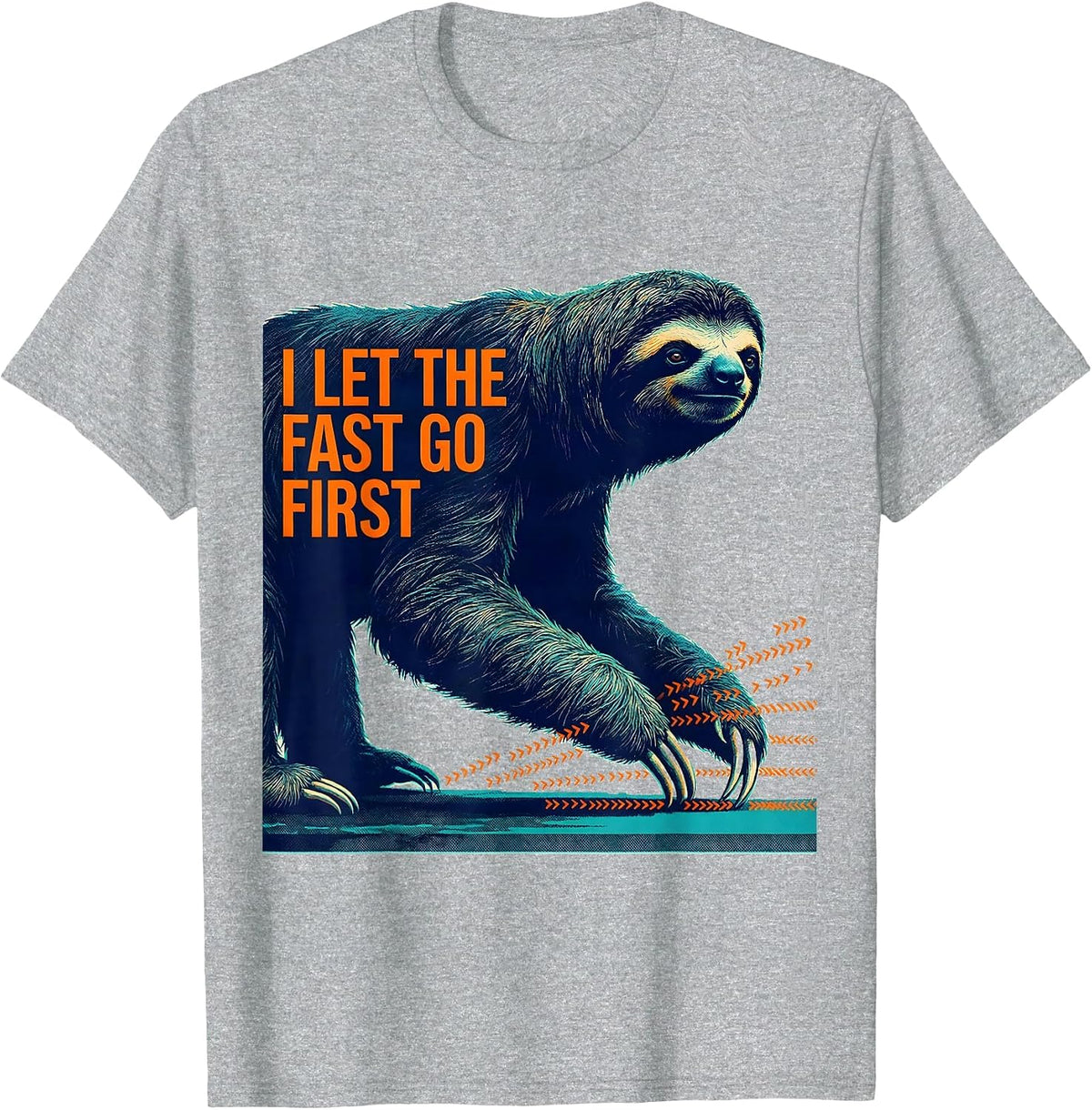 Men's I Let The Fast Go First Funny Sloth Lover Humor Novelty T-Shirt - Heather Grey