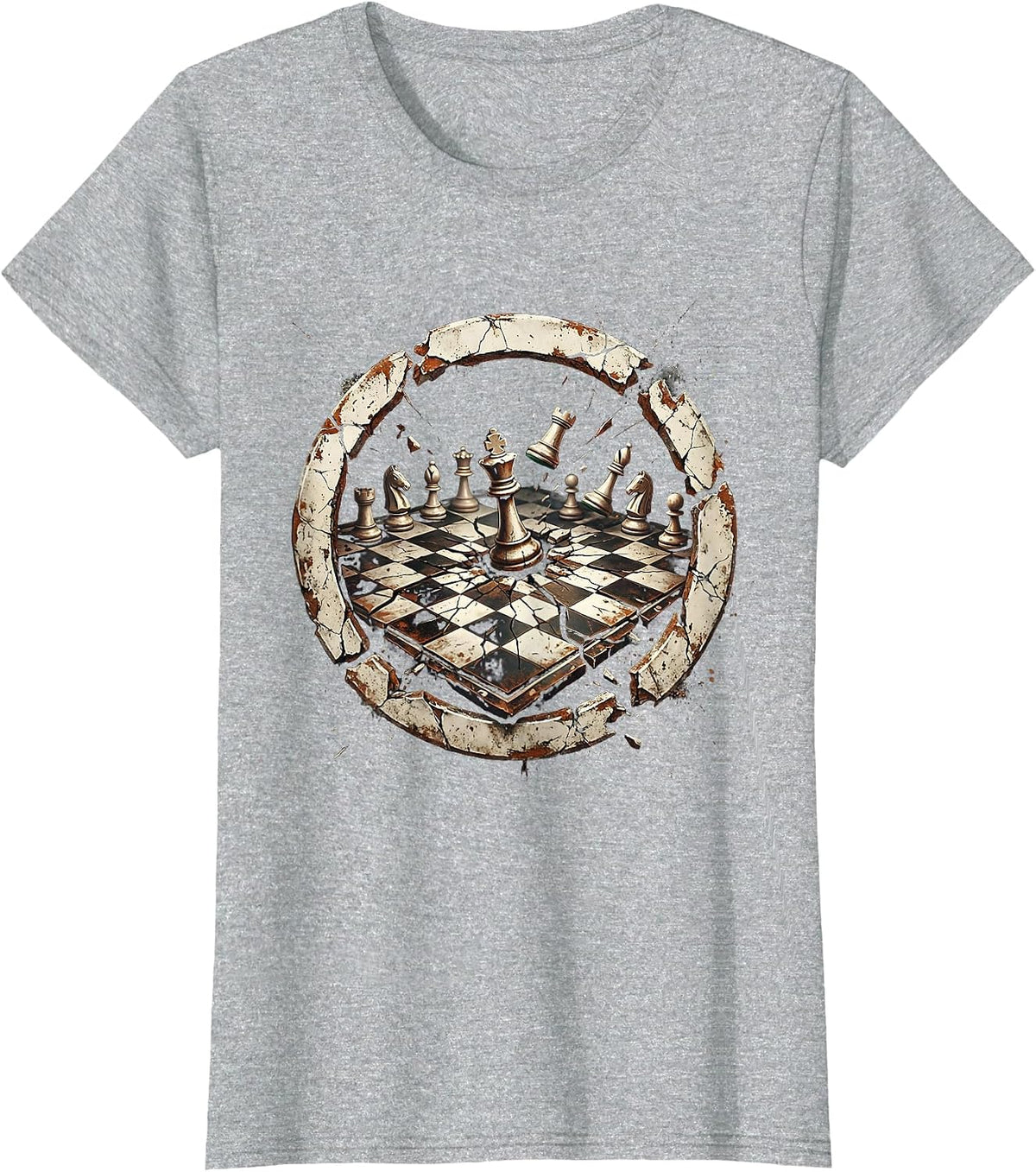Chaos Coordinator Chess Battle Graphic Tee T-Shirt - Heather Grey