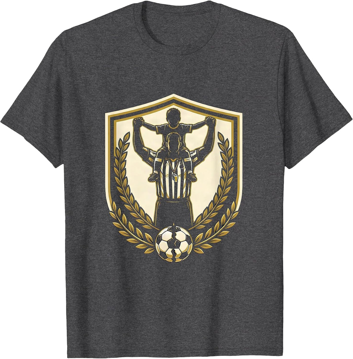 Men's Soccer Dad Referee Piggyback Ride Graphic T-Shirt - Dark Heather Grey