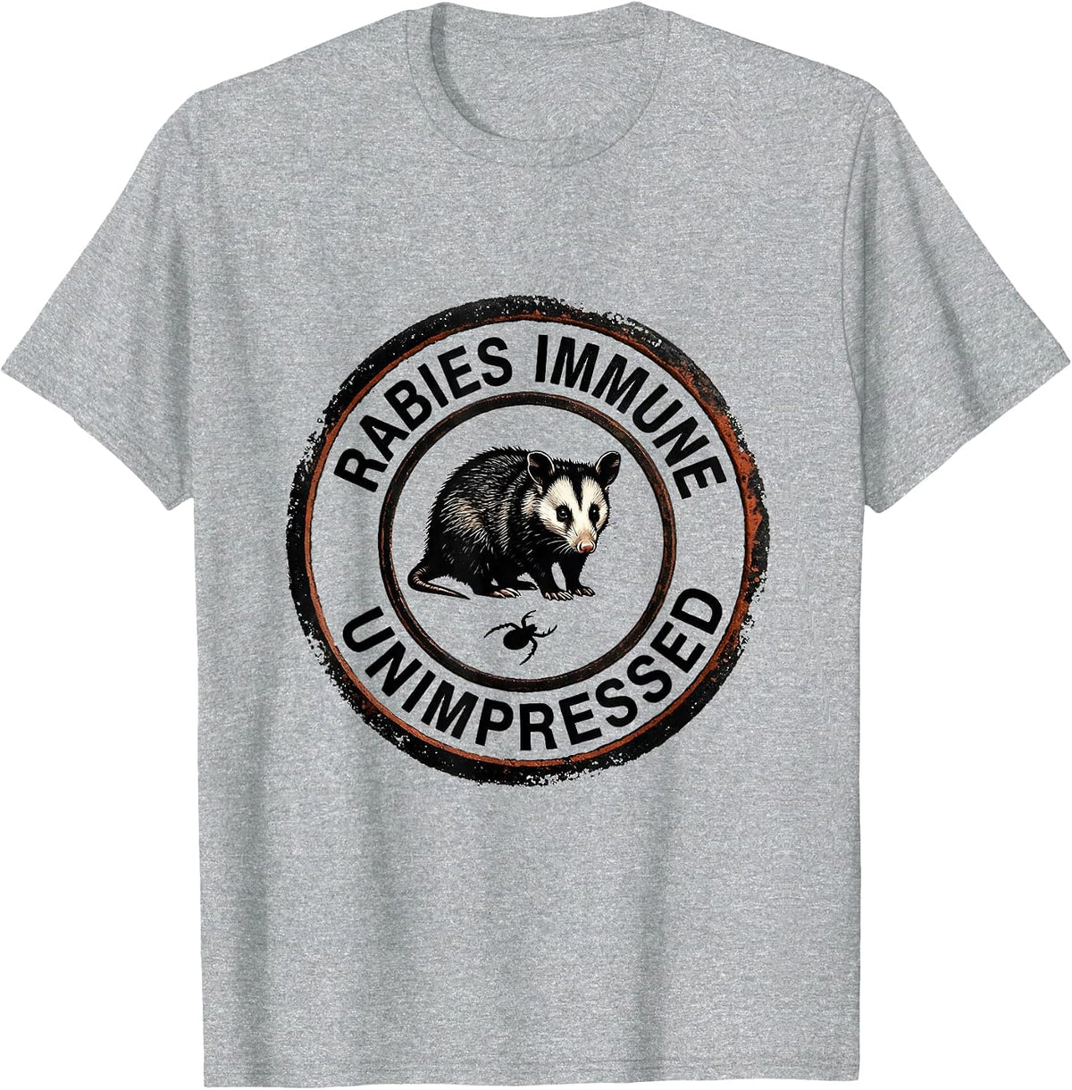 Men's Rabies Immune, Unimpressed Funny Opossum Meme Animal Humor T-Shirt - Heather Grey