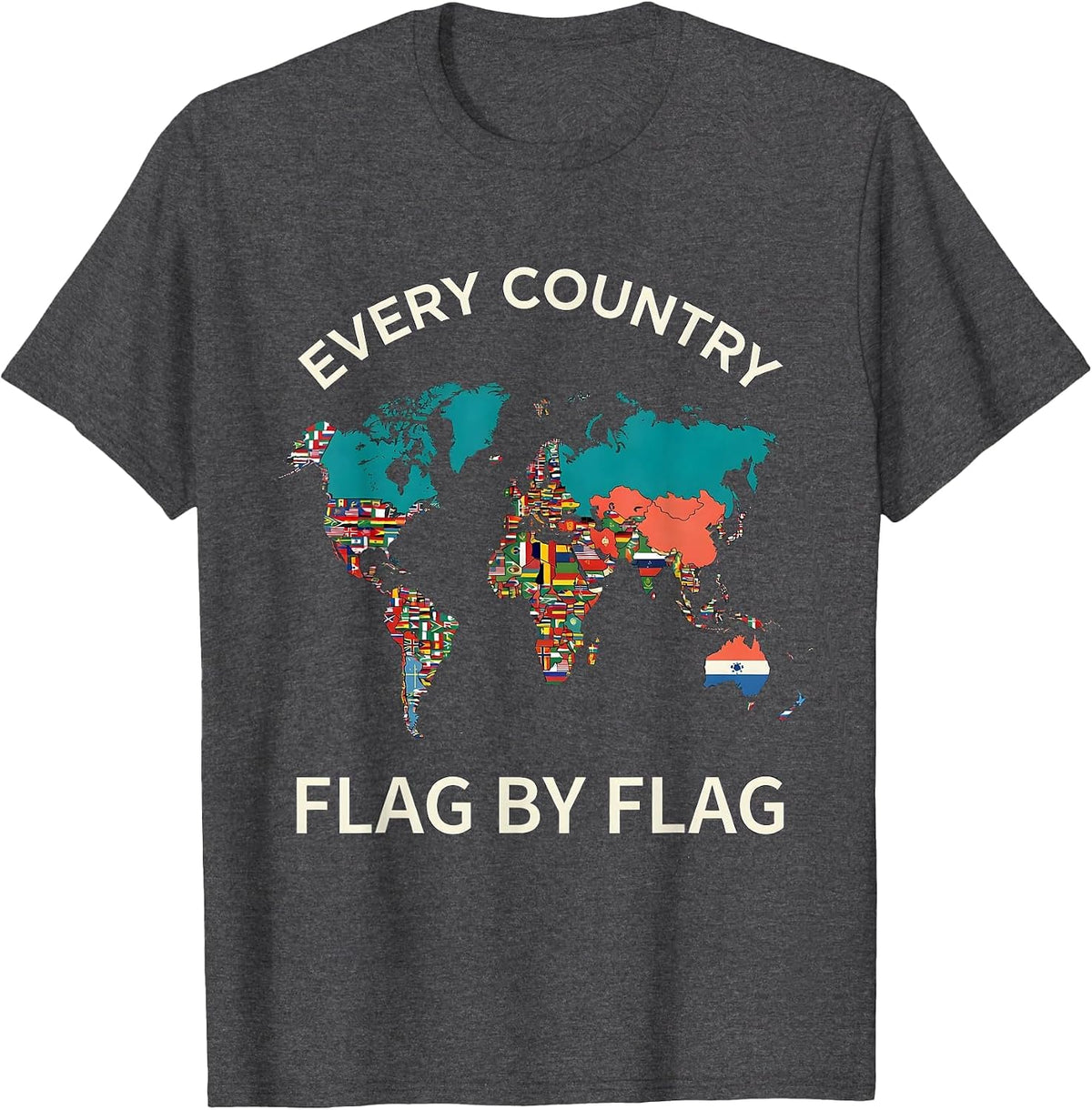 Every Country Flag By Flag Global Unity Geography Lover T-Shirt - Dark Heather Grey