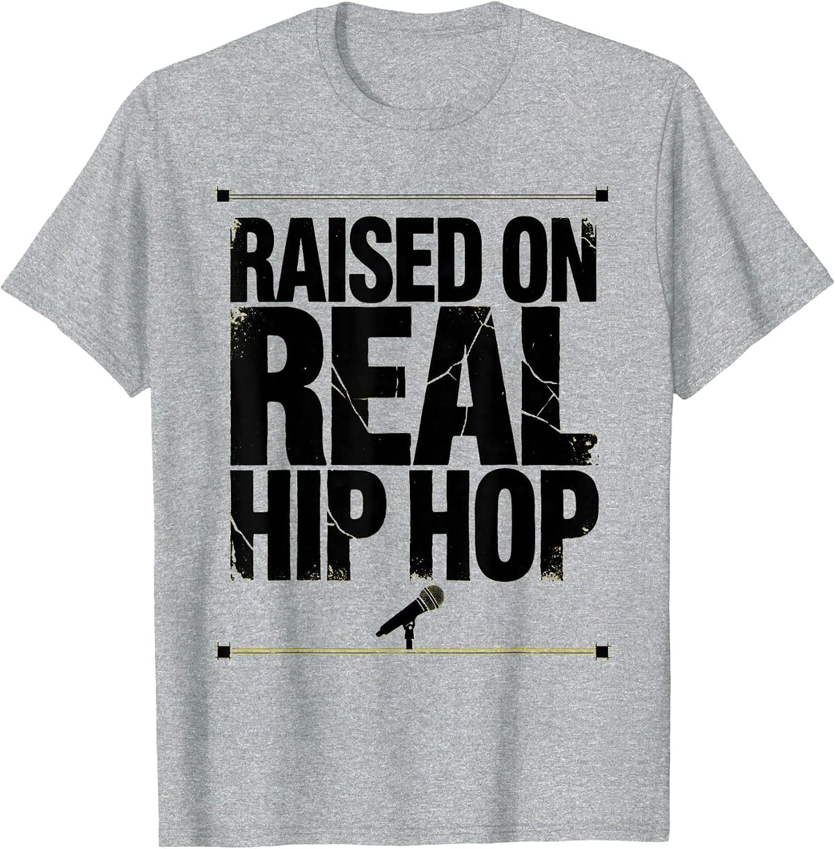 Men's Raised On Real Hip Hop Vintage 90s Golden Era Rap Lyric T-Shirt - Heather Grey