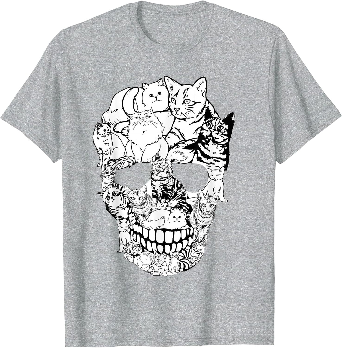 Cat Skull Shirt - Kitty Skeleton Halloween Costume Skull Cat T-Shirt - Heather Grey