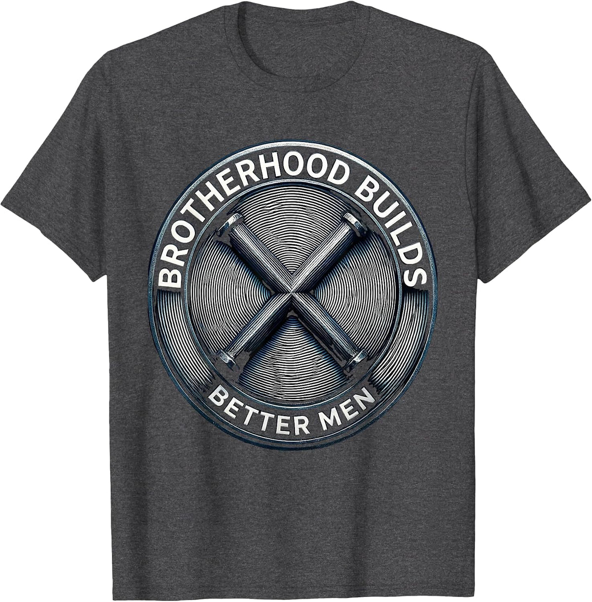 Men's Brotherhood Builds Better Men Iron Sharpens Iron T-Shirt - Dark Heather Grey