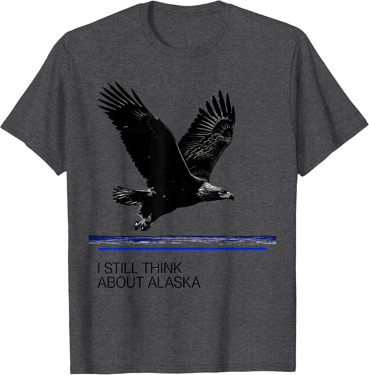 Men's I Still Think About Alaska Vintage Eagle Alaska Travel T-Shirt - Dark Heather Grey