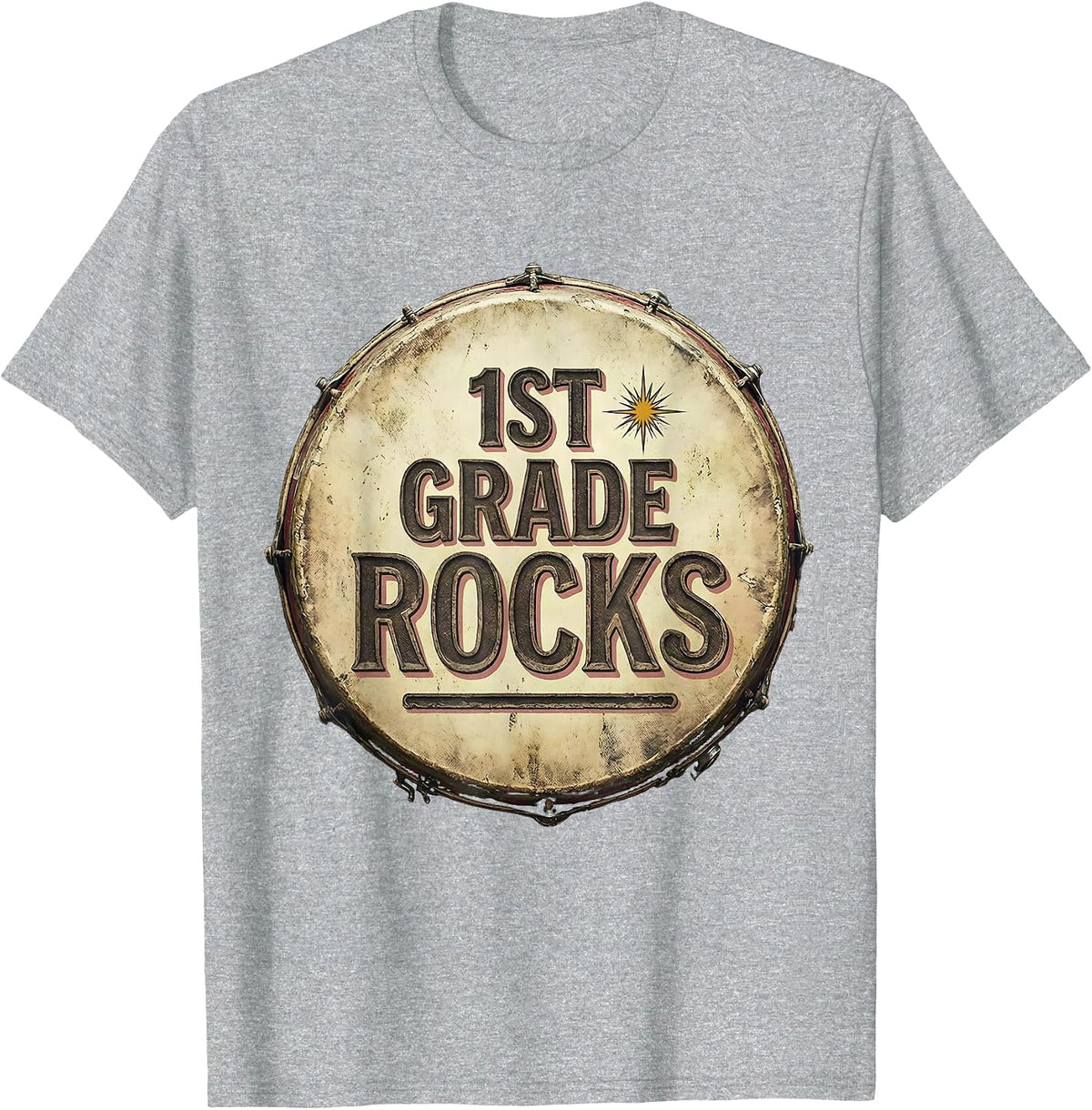 Men's 1st Grade Rocks Vintage Retro Teacher Student Back to School T-Shirt - Heather Grey