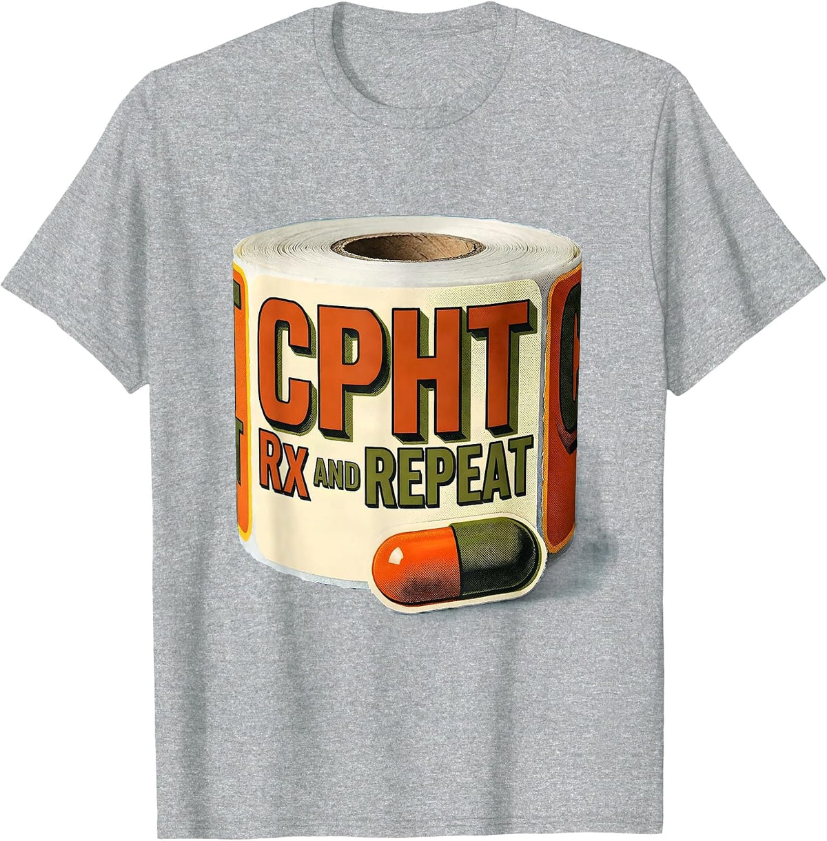 Men's CPhT Rx And Repeat Cute Pharmacy Technician Humor T-Shirt - Heather Grey