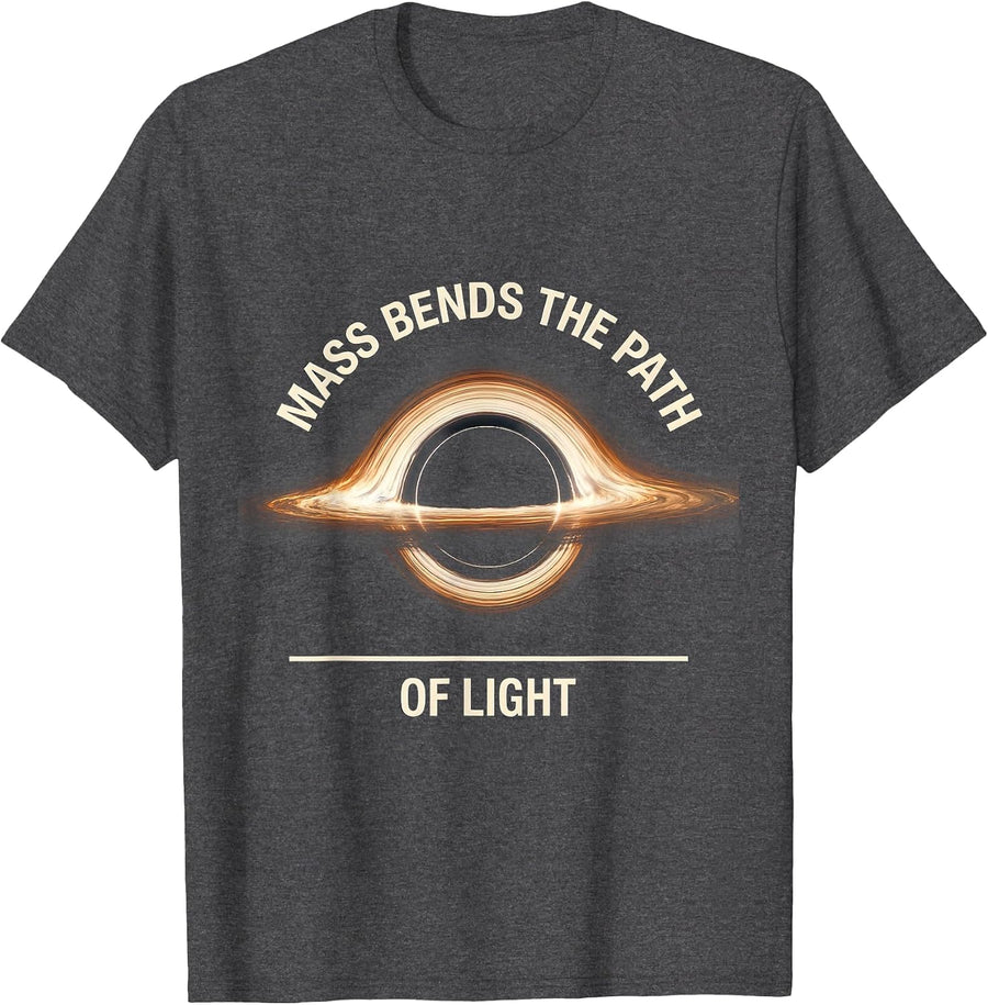 Men's Mass Bends The Path Of Light Astrophysics Physics Science T-Shirt - Dark Heather Grey