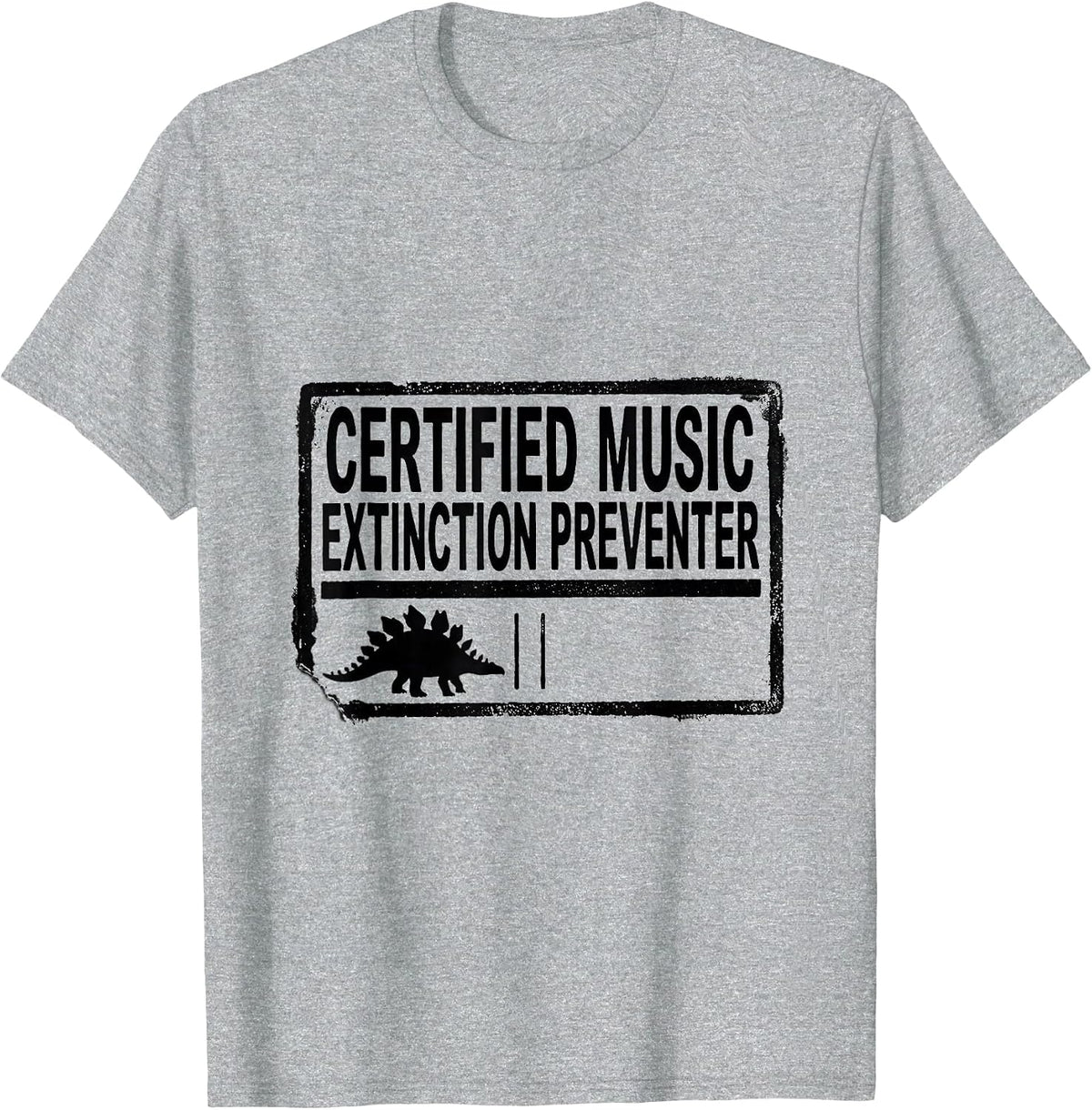 Men's Certified Music Extinction Preventer Rubber Stamp Teacher T-Shirt - Heather Grey