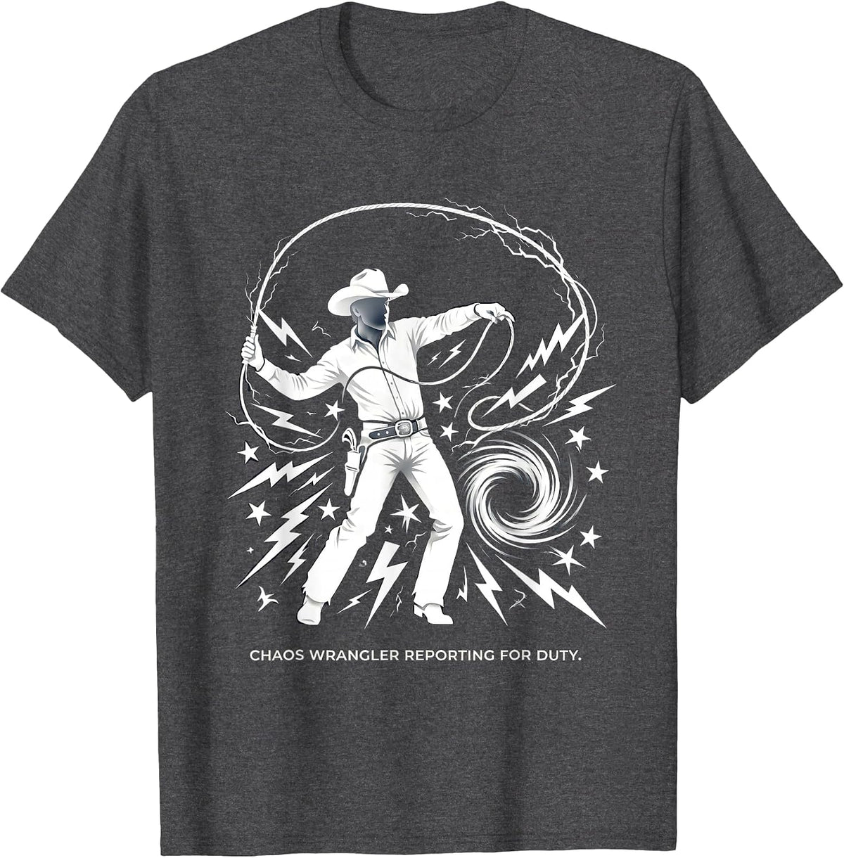 Men's Chaos Wrangler Reporting For Duty Design T-Shirt - Dark Heather Grey