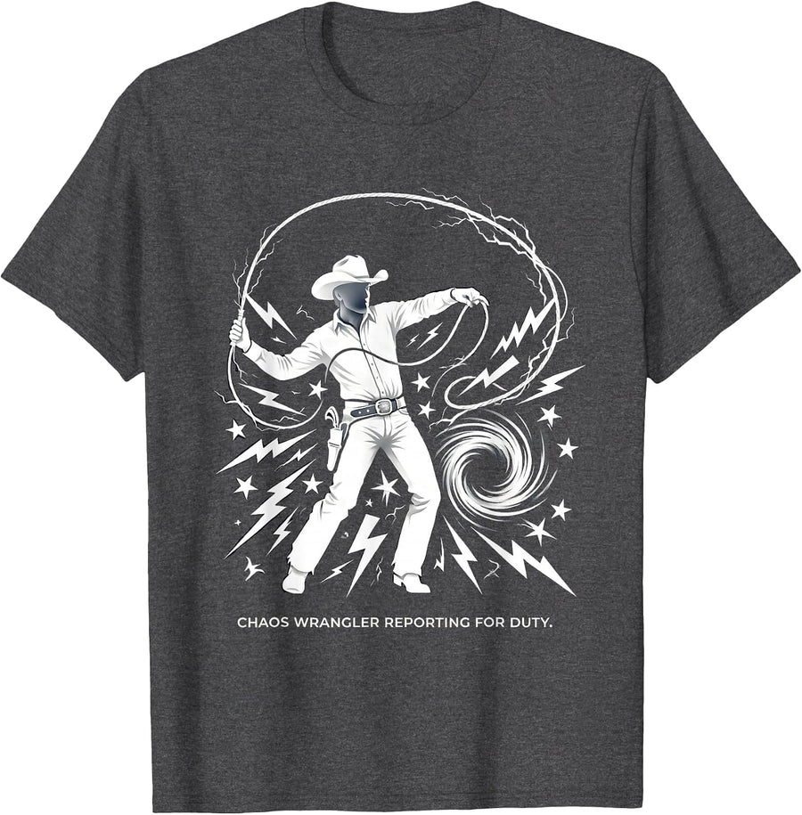 Men's Chaos Wrangler Reporting For Duty Design T-Shirt - Dark Heather Grey