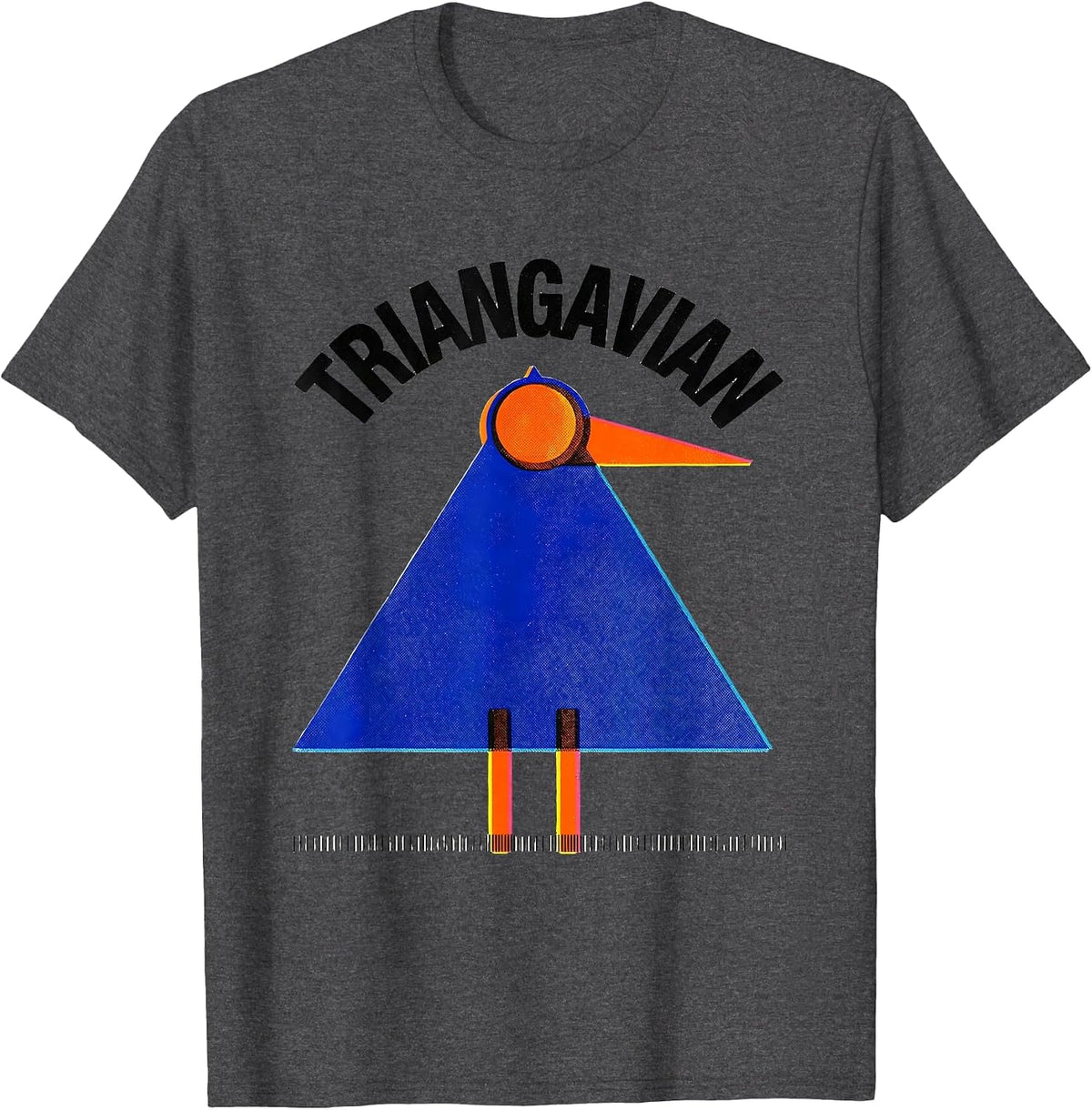 Men's Triangavian Risograph Math Teacher Geometry Pun Humor T-Shirt - Dark Heather Grey
