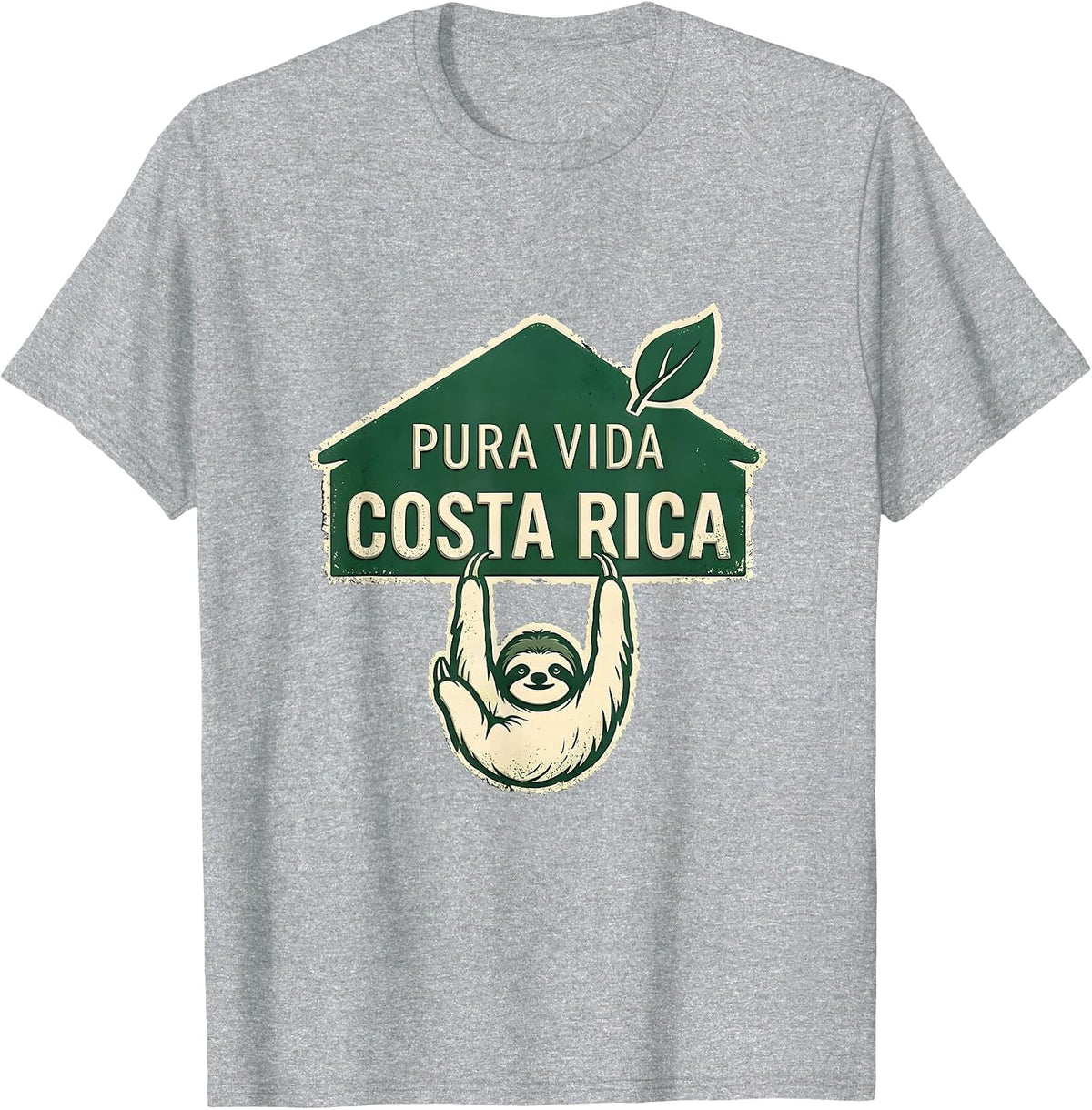 Men's Pura Vida Costa Rica Rubber Stamp Sloth Rainforest Souvenir T-Shirt - Heather Grey