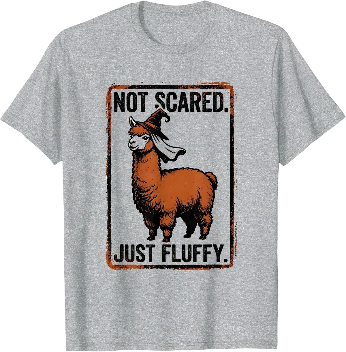 Men's Not Scared Just Fluffy Funny Llama Halloween Humor T-Shirt - Heather Grey