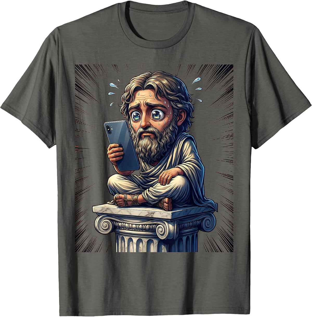 Ancient Philosopher Meets the Digital Age T-Shirt - Asphalt Grey