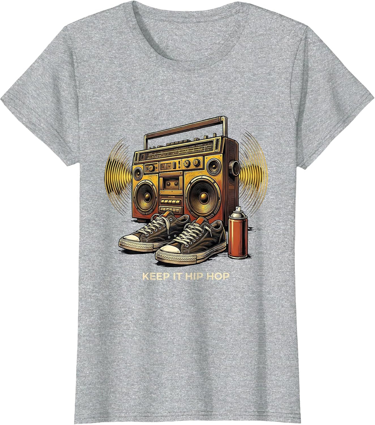 Keep It Hip Hop Bold Graphic Design T-Shirt - Heather Grey