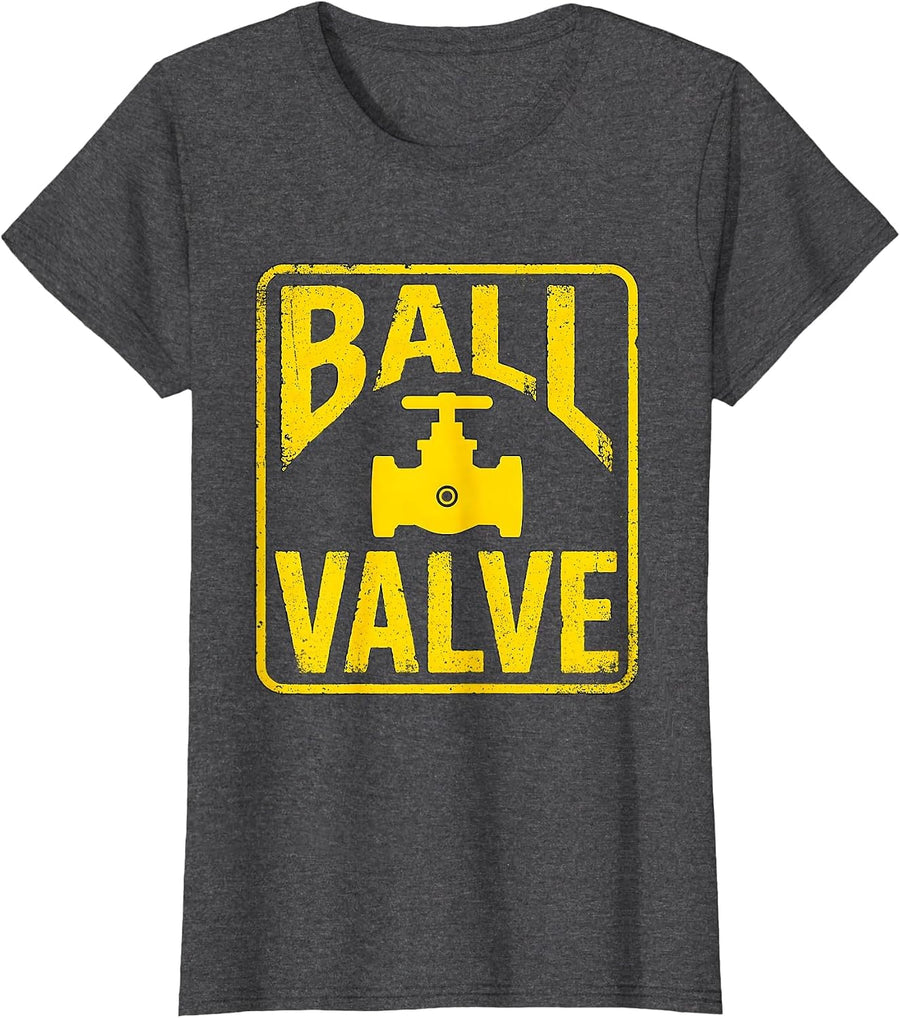 Women's Ball Valve Funny Plumber Pipefitter Occupational Humor T-Shirt - Dark Heather Grey