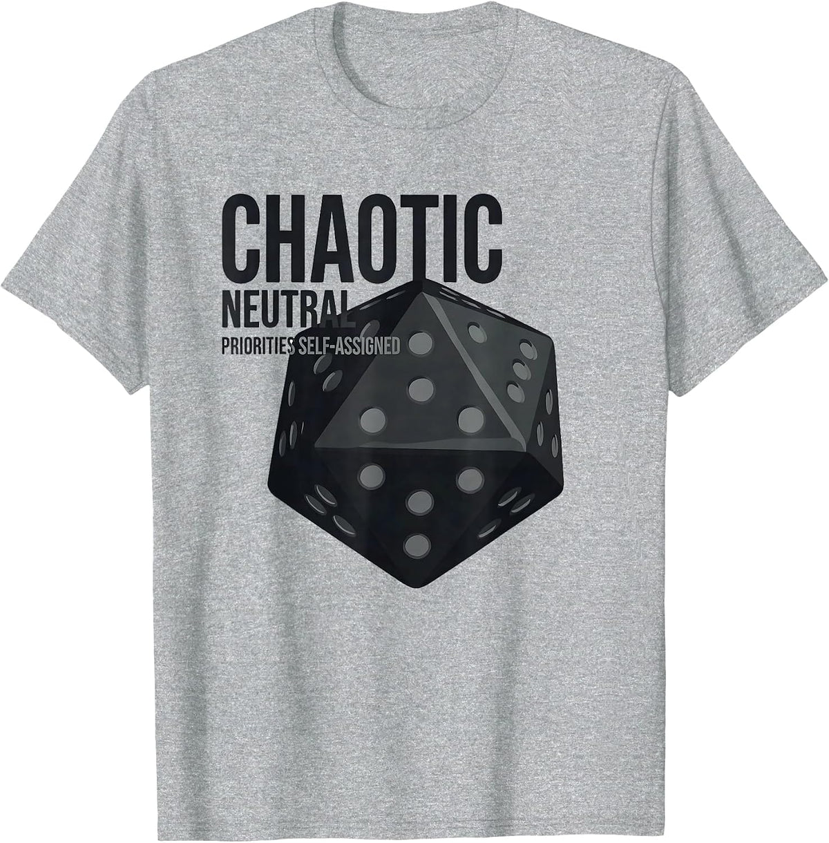 Men's Chaotic Neutral Priorities Self-Assigned Funny T-Shirt - Heather Grey