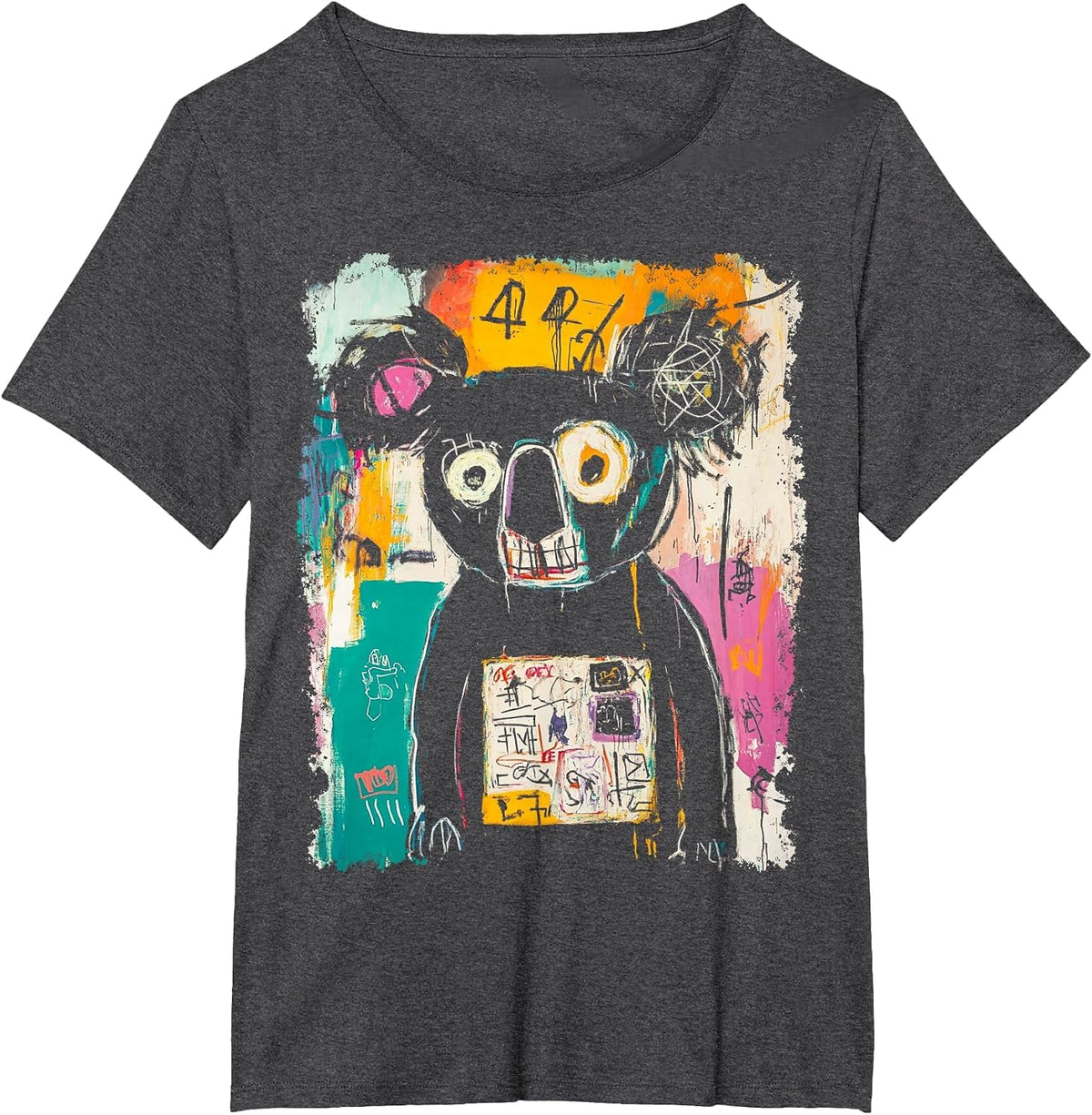 Animal Pop Art Design with A Koala On It Men's Graffiti T-Shirt - Dark Heather Grey