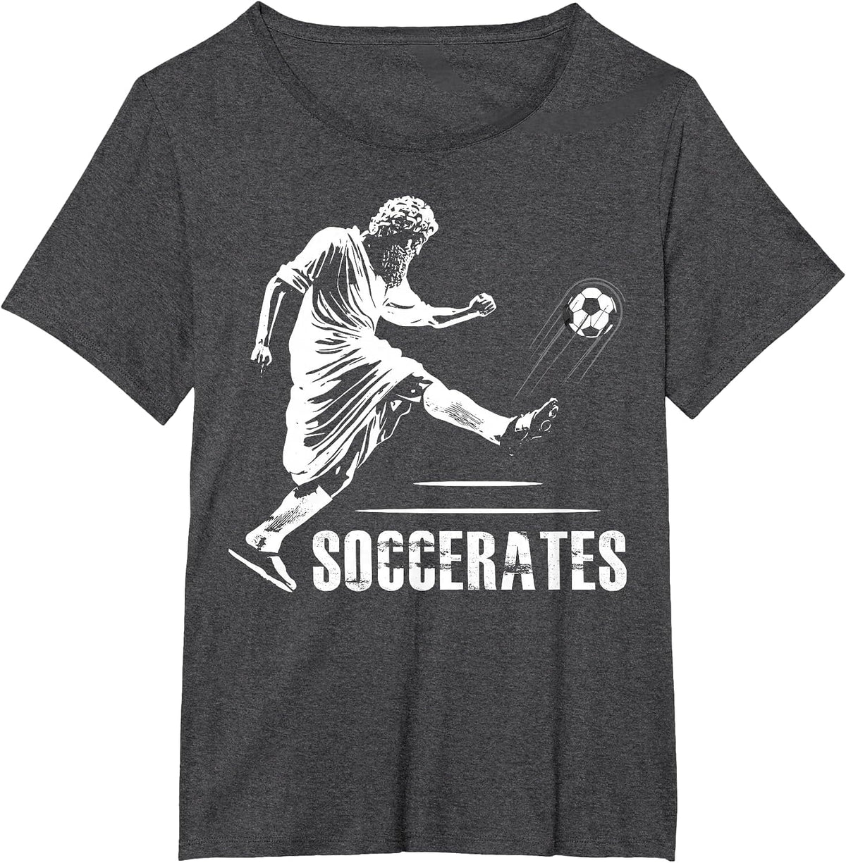 Soccerates Funny Philosophy Theory Soccer Socrates Greek T-Shirt - Dark Heather Grey