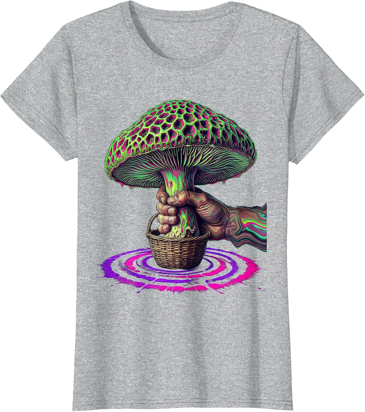 Women's Oversized Morel Psychedelic Mushroom Forager Gift T-Shirt - Heather Grey