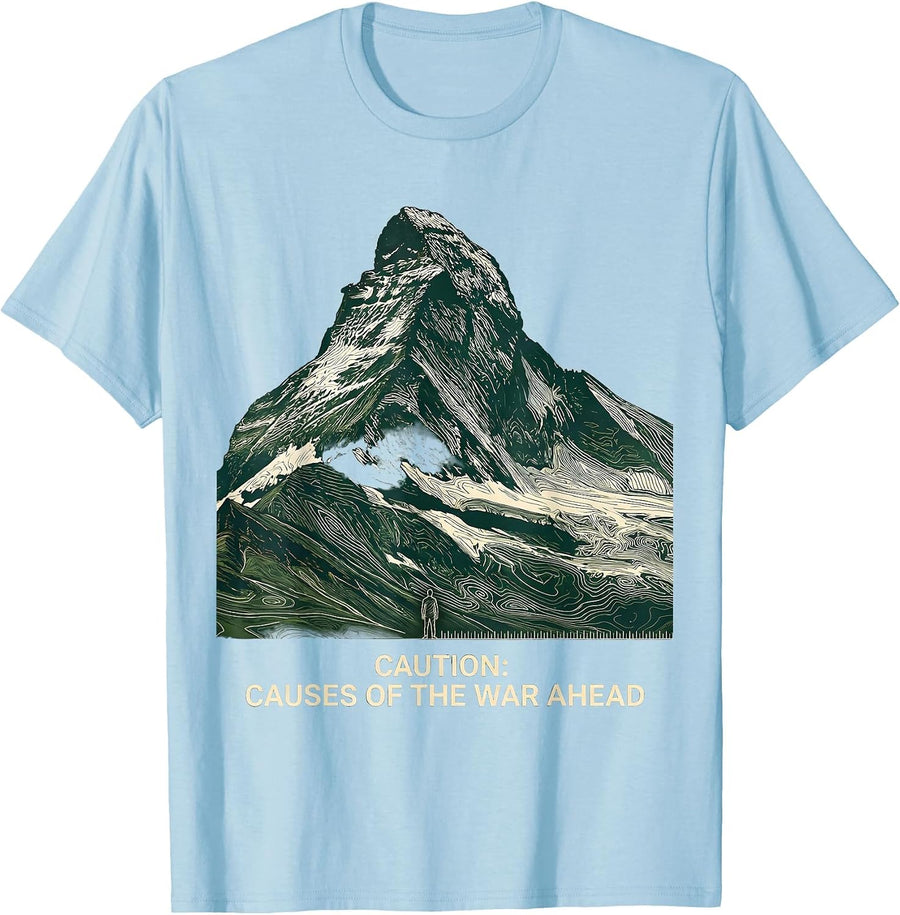 Men's Caution: Causes Of The War Ahead Funny History Teacher T-Shirt - Baby Blue
