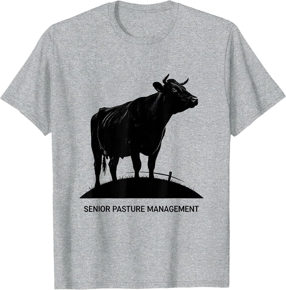 Men's Senior Pasture Management Funny Cow Farmer Cow Lover Gift T-Shirt - Heather Grey