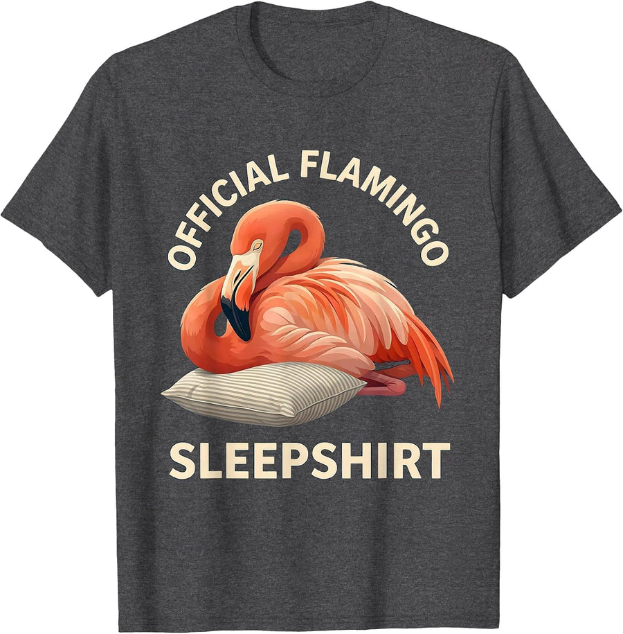 Men's Official Flamingo Sleepshirt Funny Animal Lover Pajama Humor T-Shirt - Dark Heather Grey