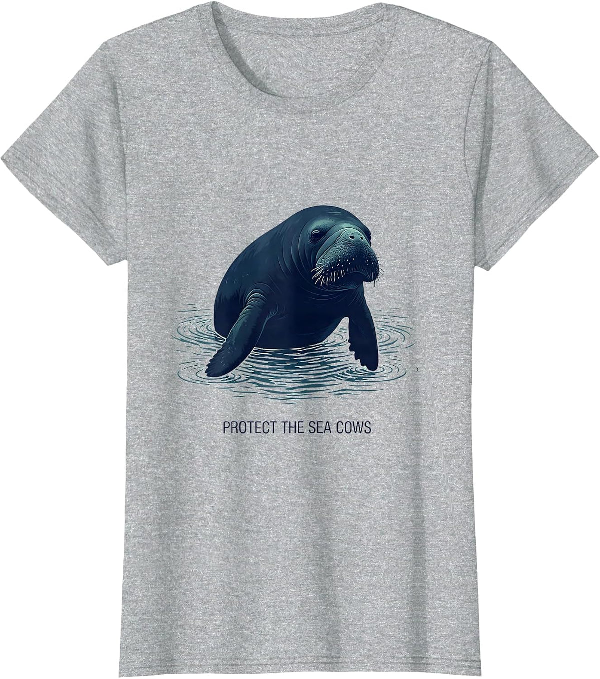 Women's Protect The Sea Cows Manatee Lover Crystal River Florida T-Shirt - Heather Grey
