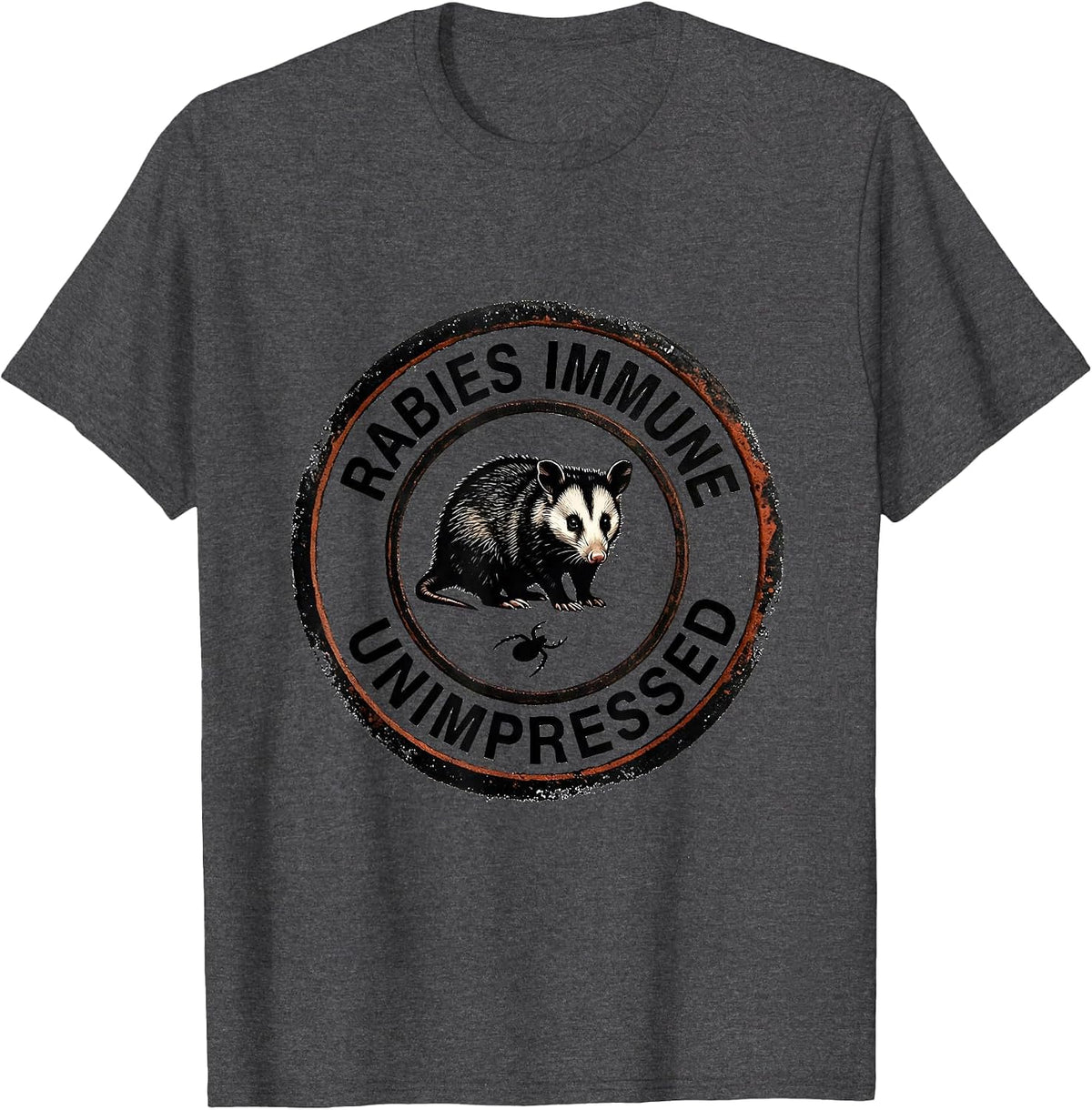 Men's Rabies Immune, Unimpressed Funny Opossum Meme Animal Humor T-Shirt - Dark Heather Grey