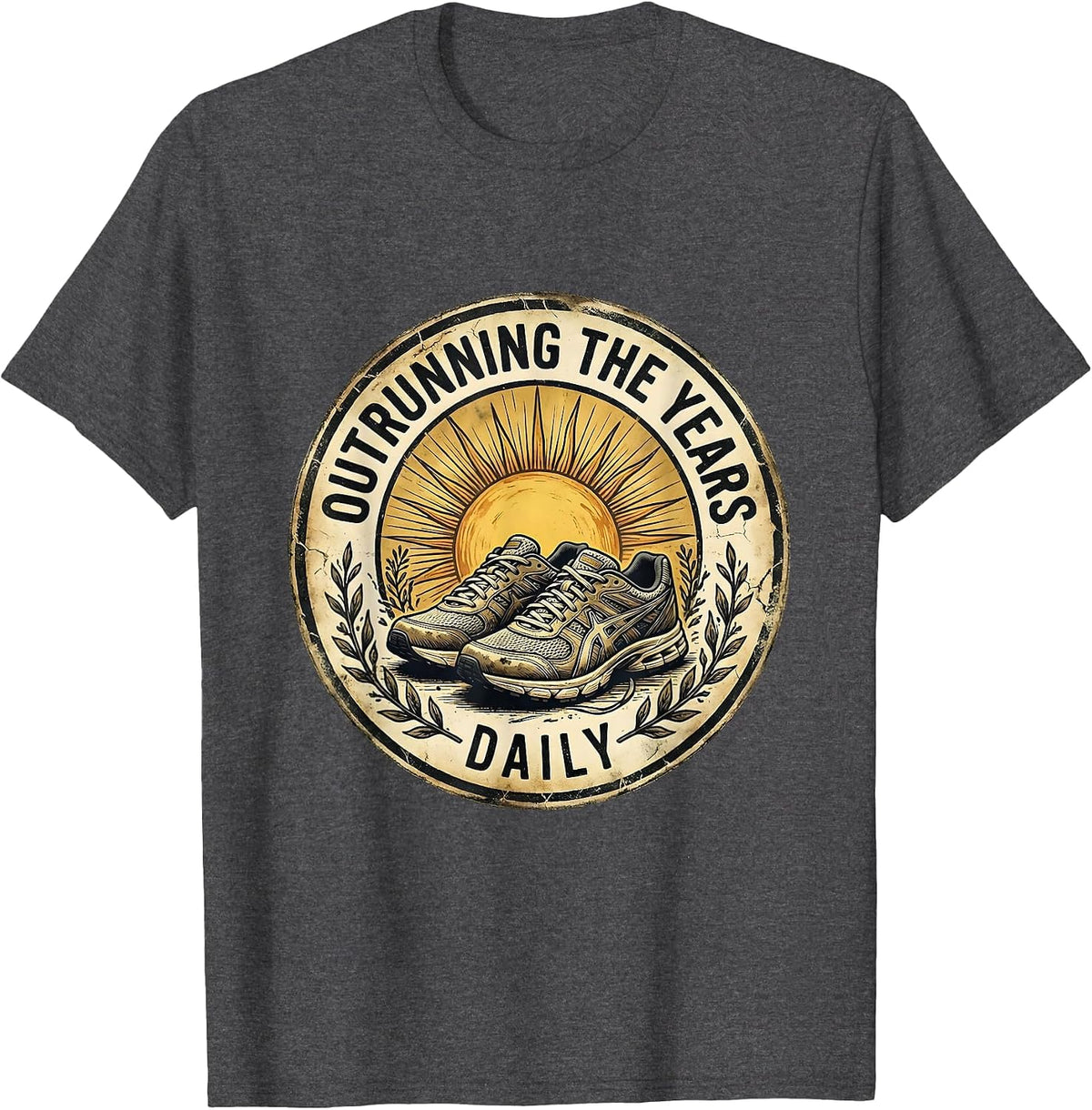 Outrunning The Years Daily Aging Gracefully Design T-Shirt - Dark Heather Grey