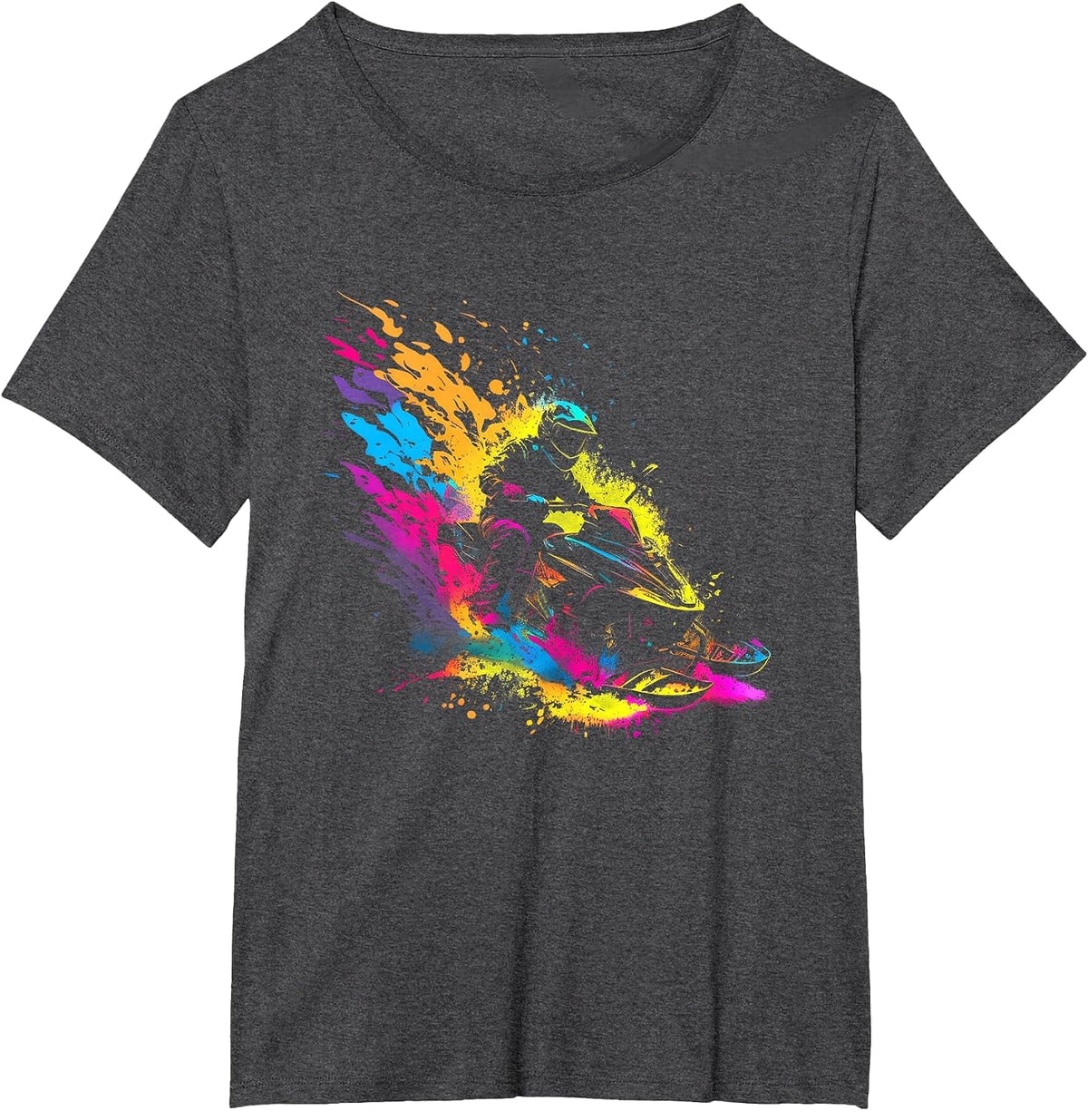 Splash Art Snowmobile Snow Machine Ski-Doo Sledge T-Shirt - Dark Heather Grey
