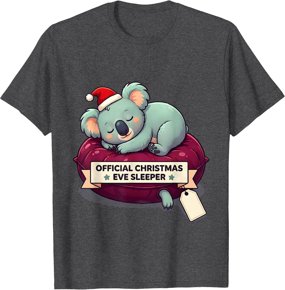Official Christmas Eve Sleeper Cute Koala Lover Funny T-Shirt - Dark Heather Grey
