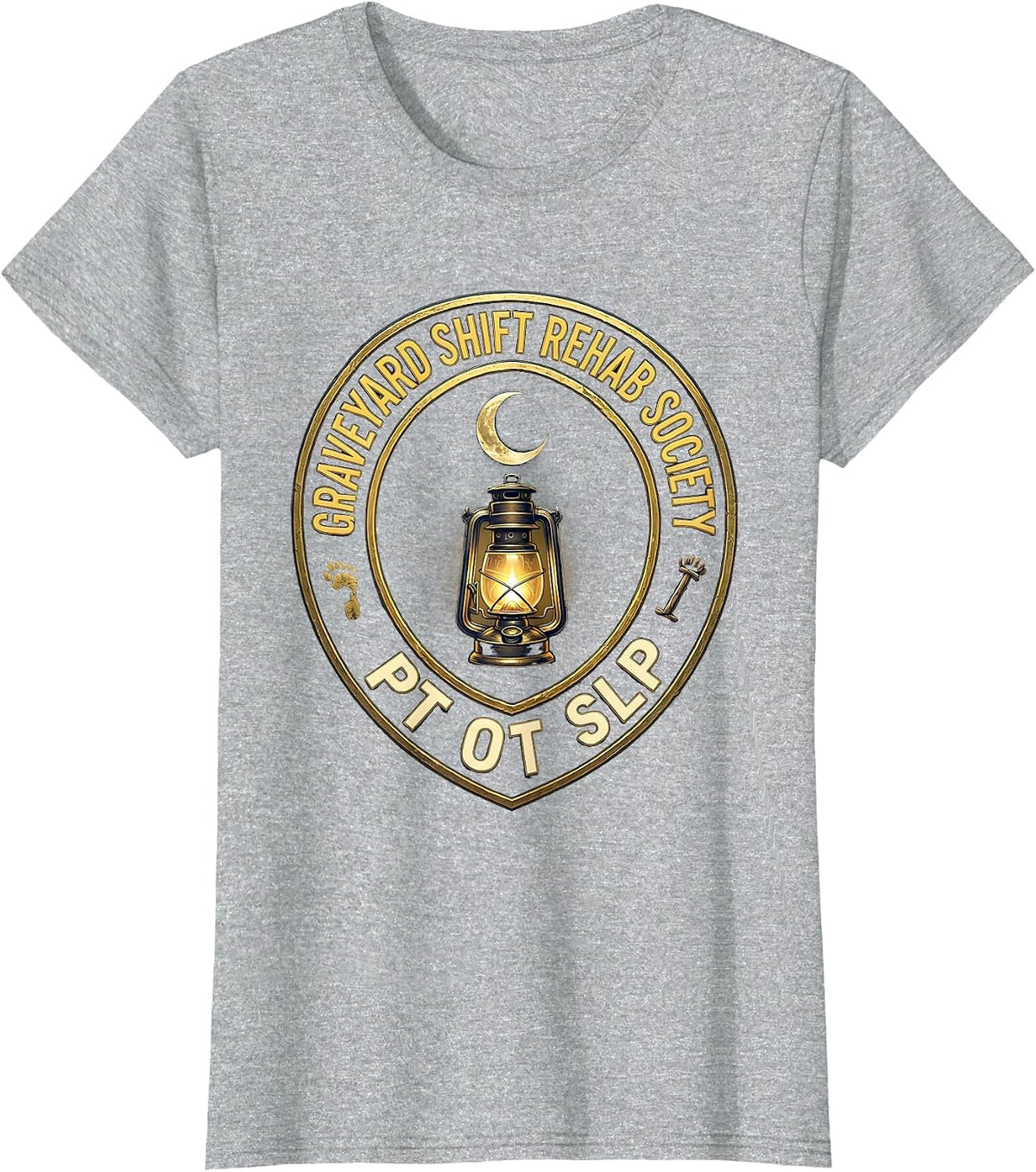 Graveyard Shift Rehab Society PT OT SLP Halloween T-Shirt - Heather Grey