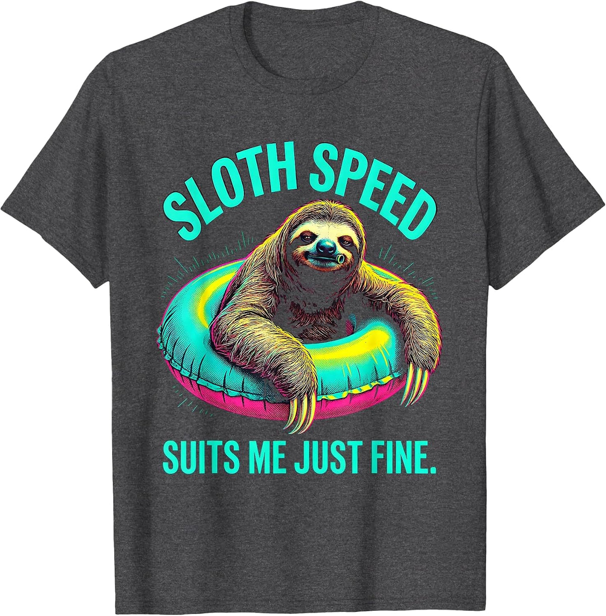 Men's Sloth Speed Suits Me Just Fine Funny Sloth Lover Humor T-Shirt - Dark Heather Grey
