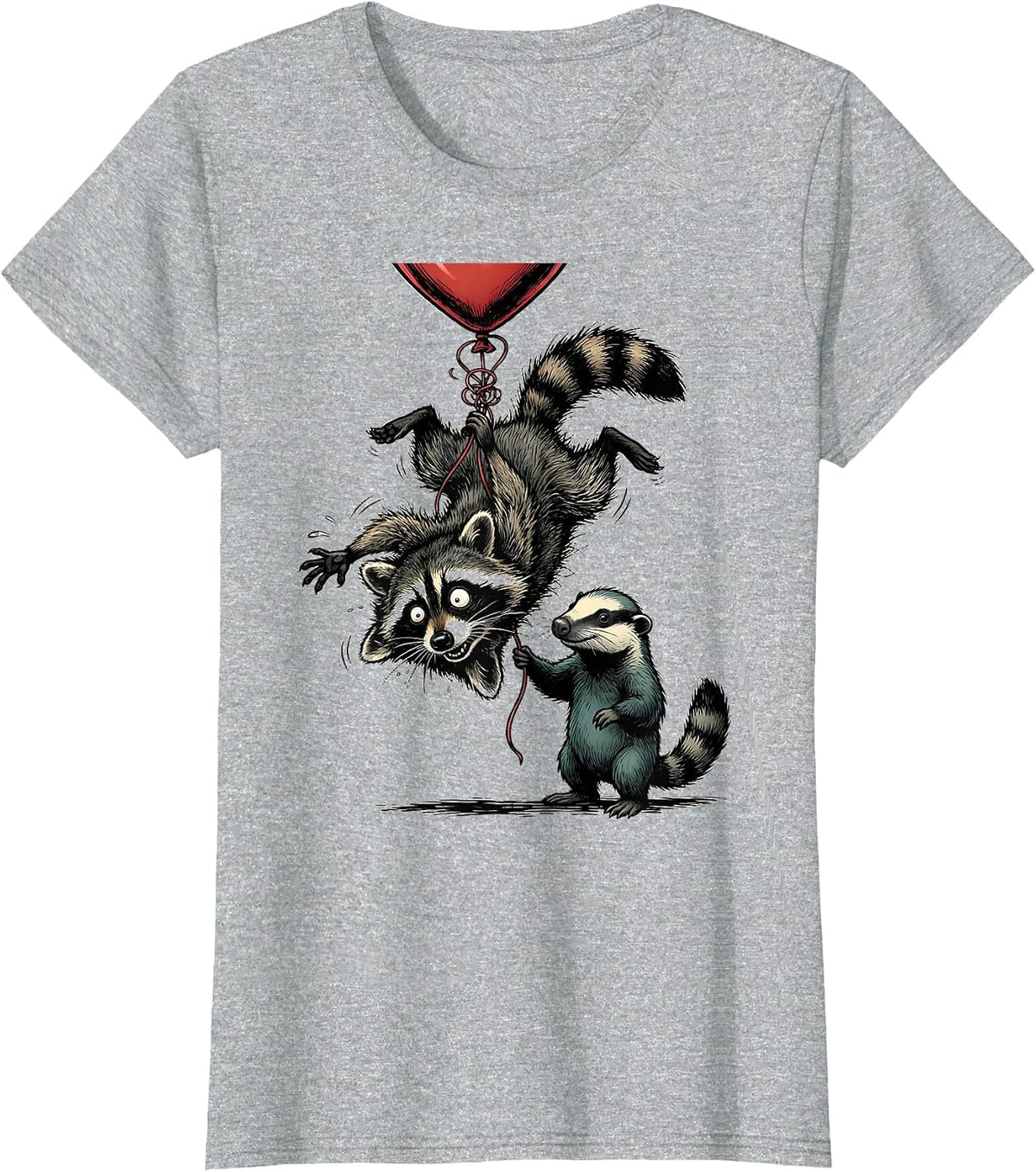 Women's Scruffy Raccoon Opossum Funny Valentine Gift T-Shirt - Heather Grey