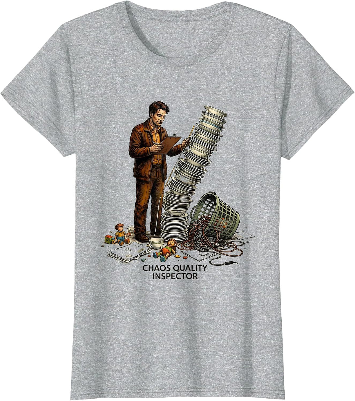 Women's Chaos Quality Inspector Funny Chaotic Neutral Humor T-Shirt - Heather Grey