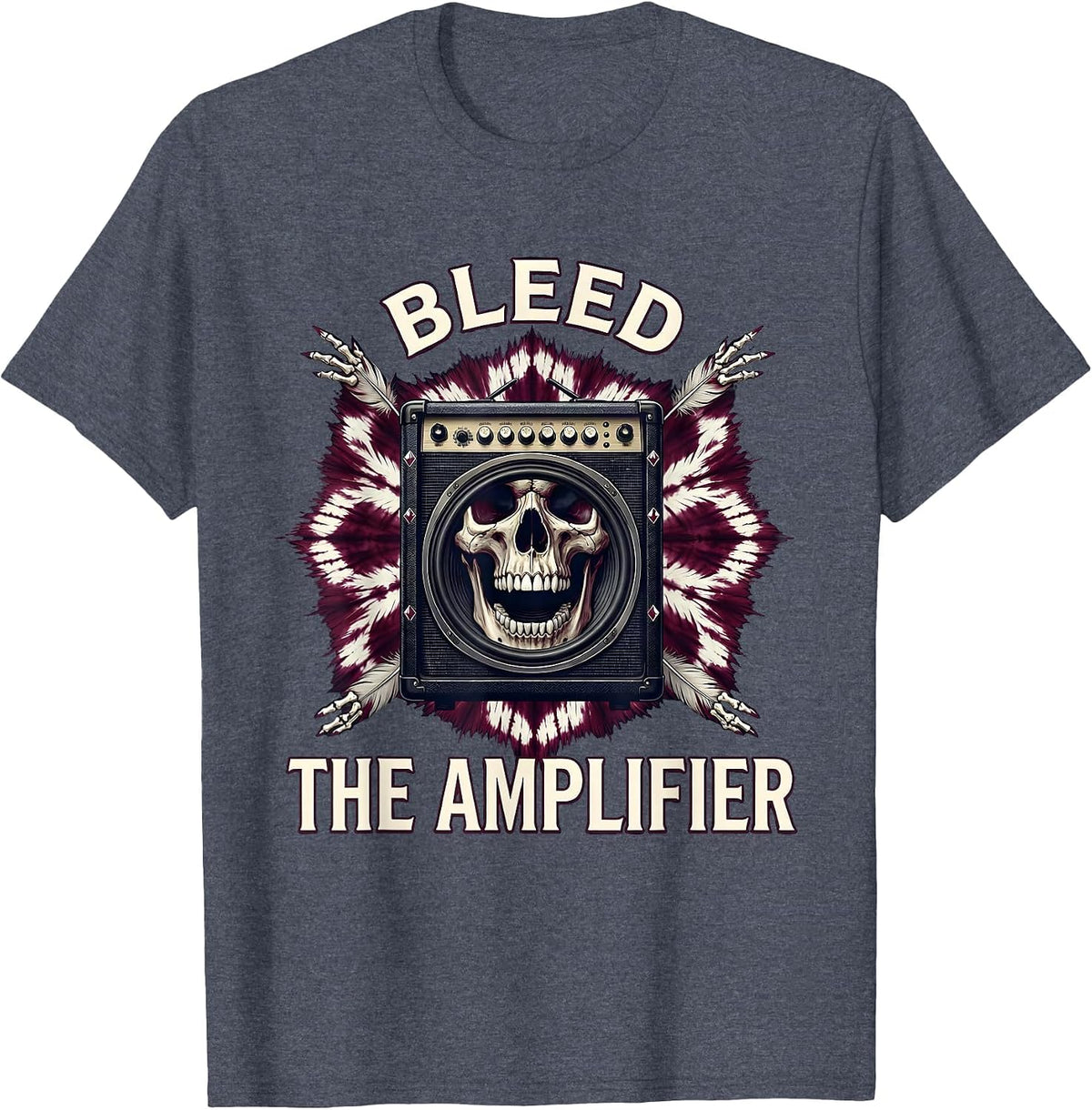 Bleed the Amplifier Metal Band Graphic Design T-Shirt - Heather Blue