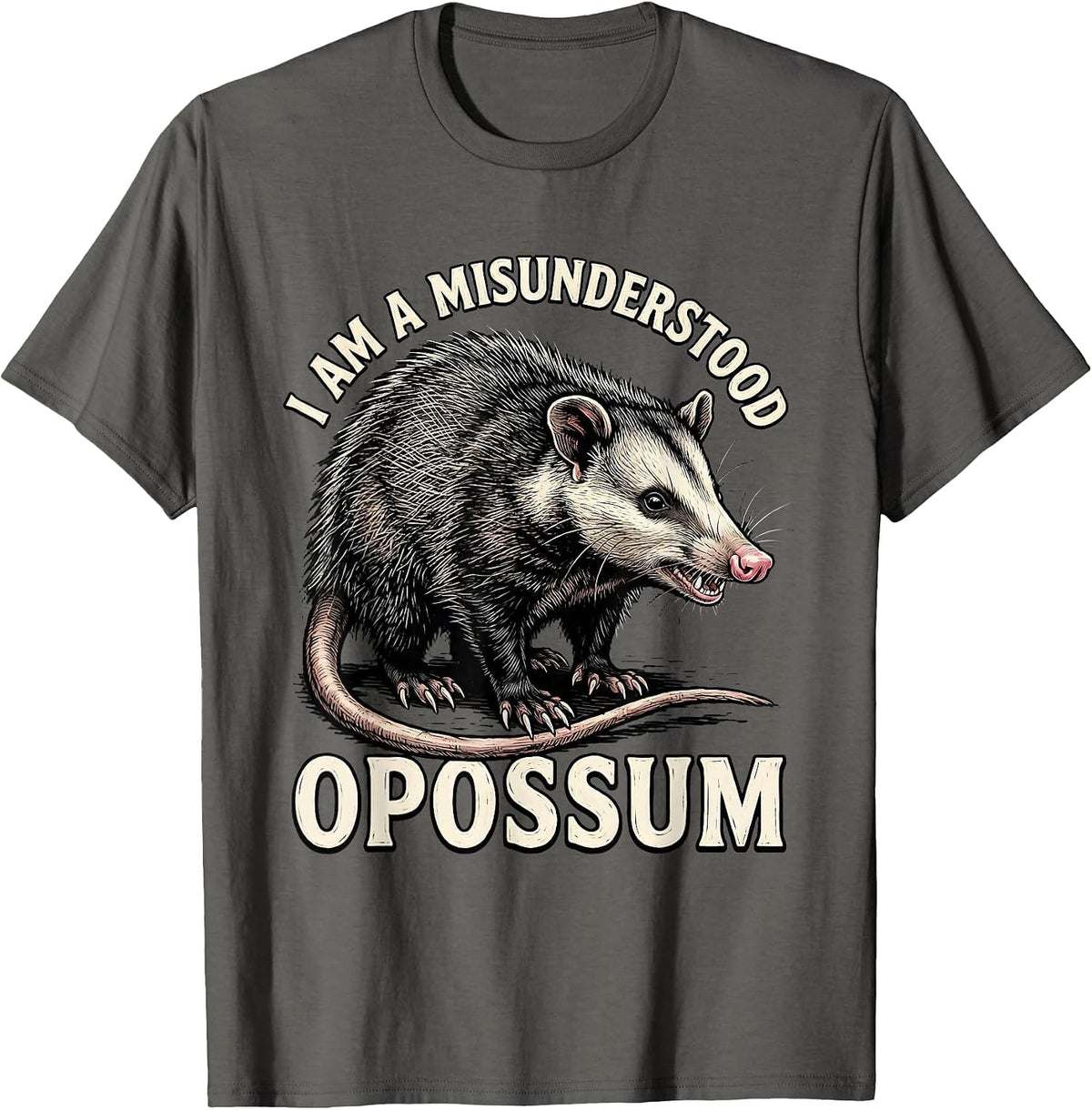 Men's I Am A Misunderstood Opossum Funny Animal Meme Opossum Lover T-Shirt - Asphalt Grey