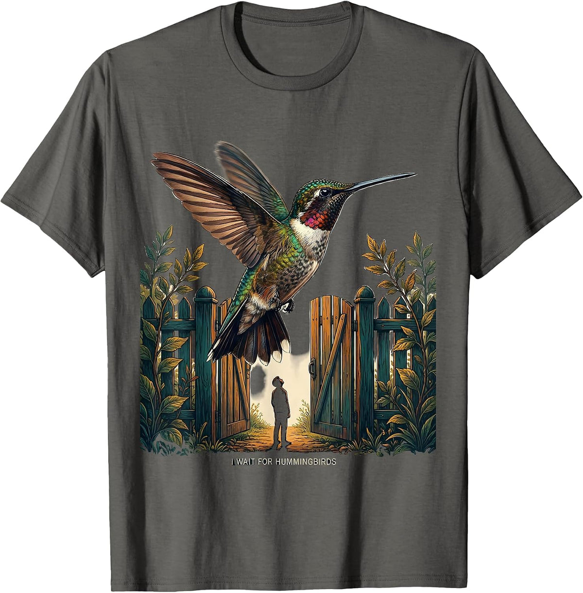 Men's I Wait For Hummingbirds Funny Bird Lover Bird Watcher Humor T-Shirt - Asphalt Grey