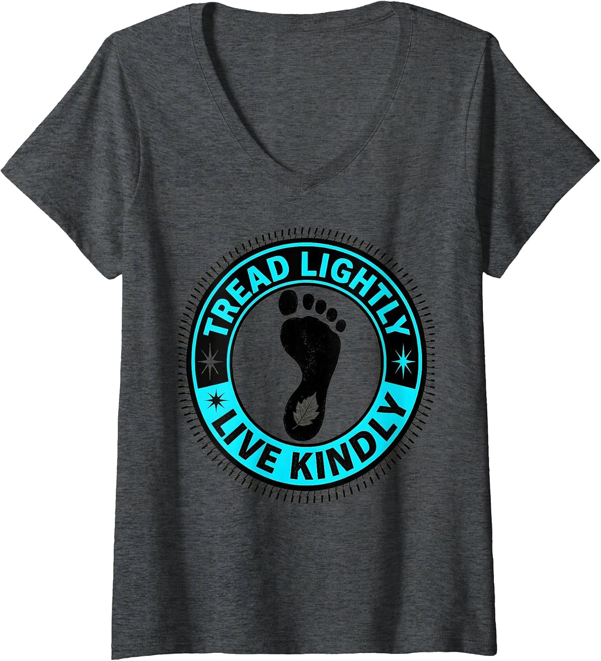 Women's Tread Lightly Live Kindly Respect The Locals V-Neck T-Shirt - Dark Heather Grey