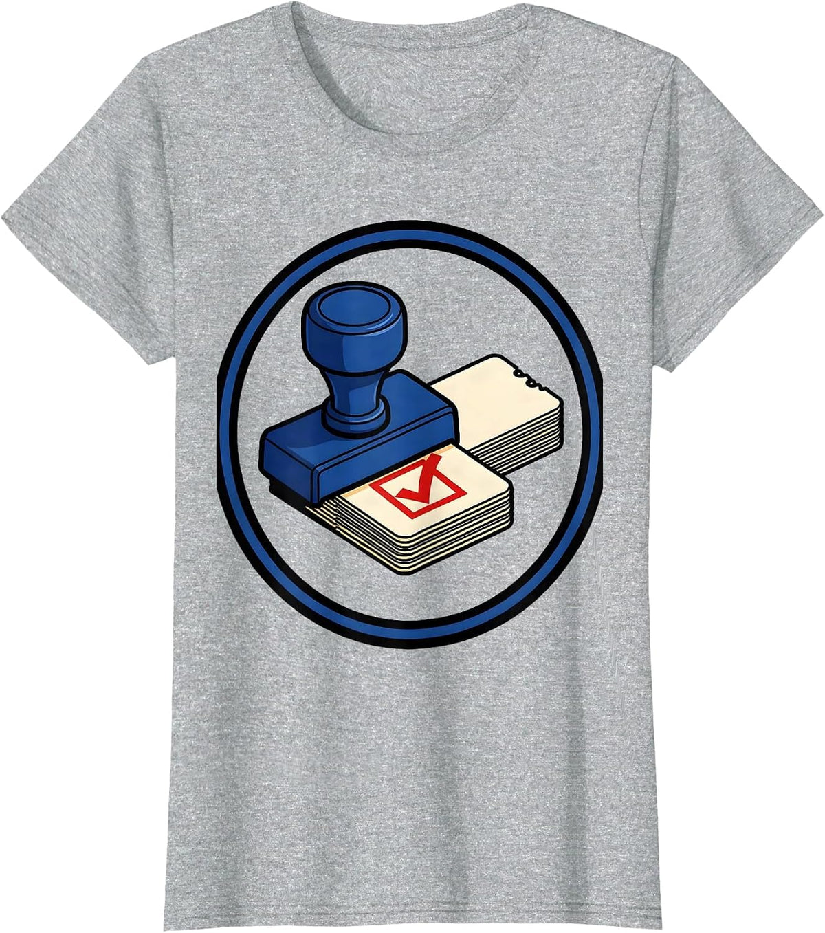 Desk Ticket Stamp IT Support Workplace Humor T-Shirt - Heather Grey