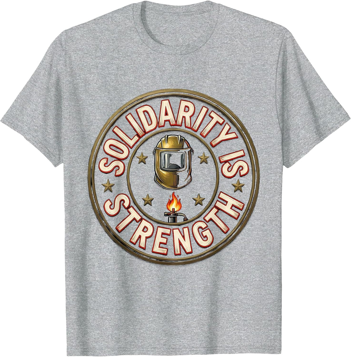 Men's Solidarity Is Strength Sign Painter Showcard Union Worker T-Shirt - Heather Grey